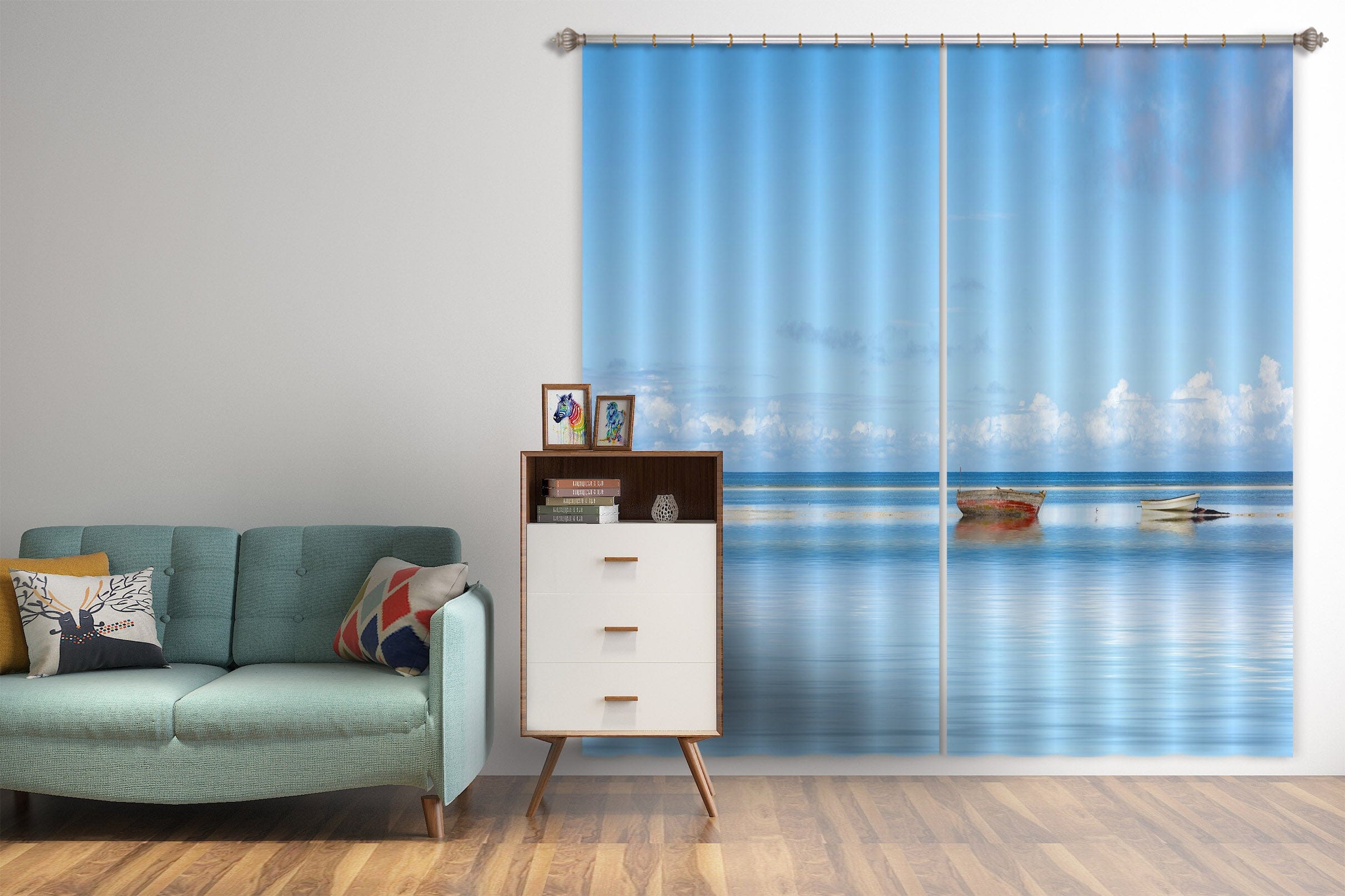 3D Sea Boat 108 Marco Carmassi Curtain Curtains Drapes Curtains AJ Creativity Home