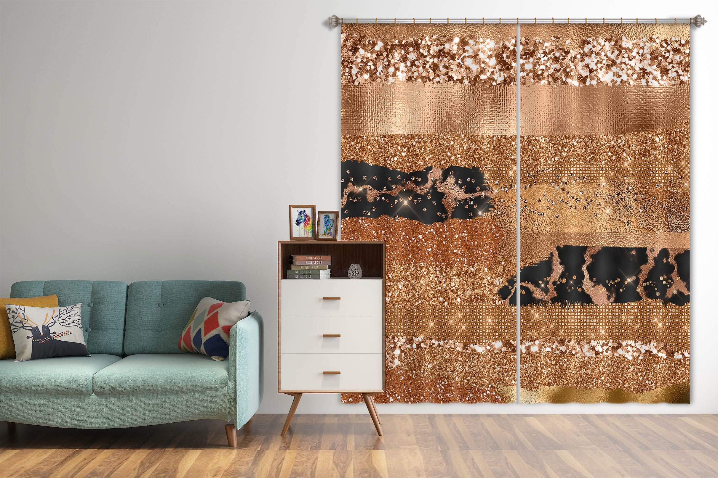 3D Pink Gold Glitter 197 Uta Naumann Curtain Curtains Drapes Curtains AJ Creativity Home