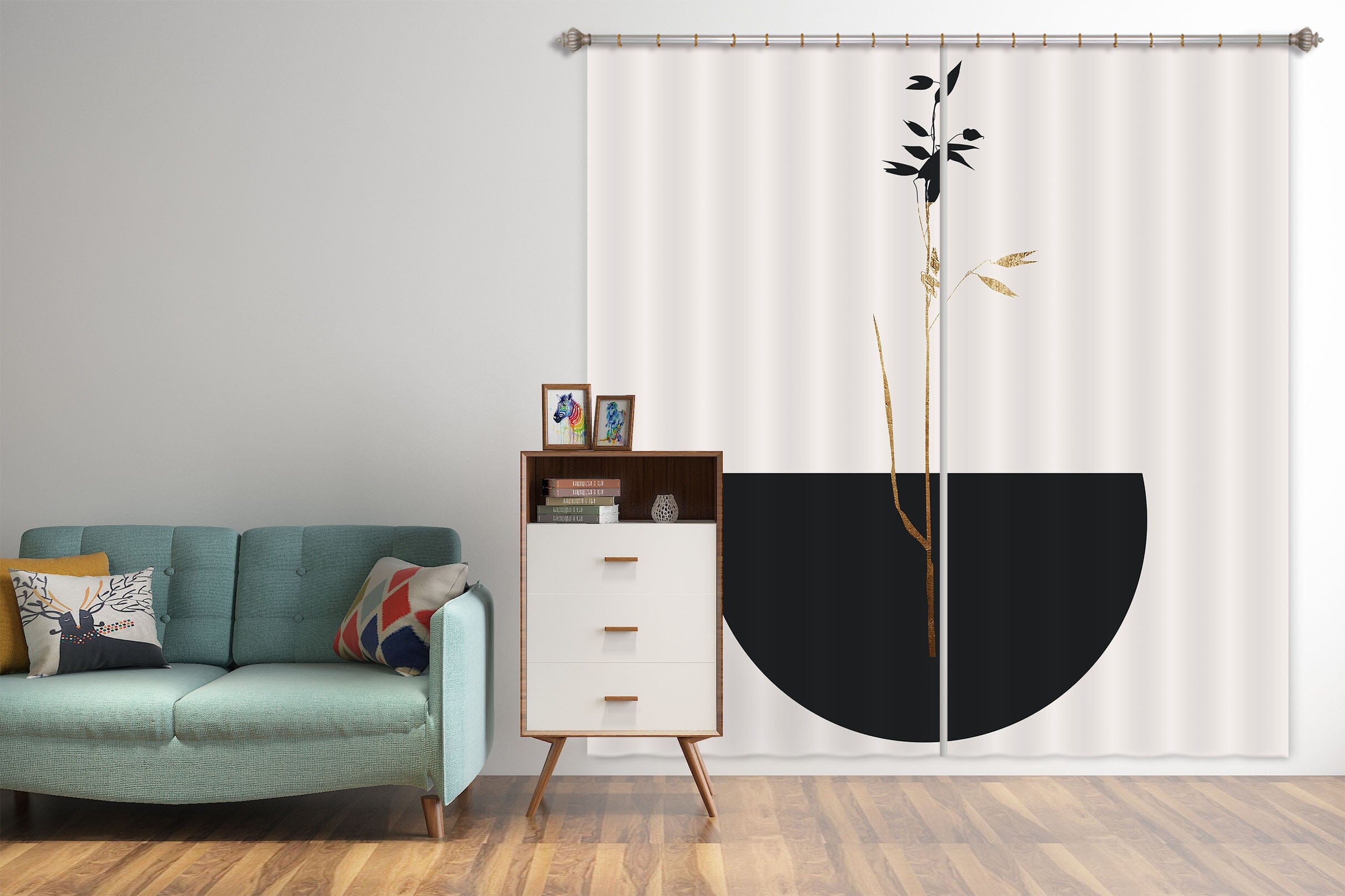 3D Black Bamboo Leaves 1096 Boris Draschoff Curtain Curtains Drapes Curtains AJ Creativity Home