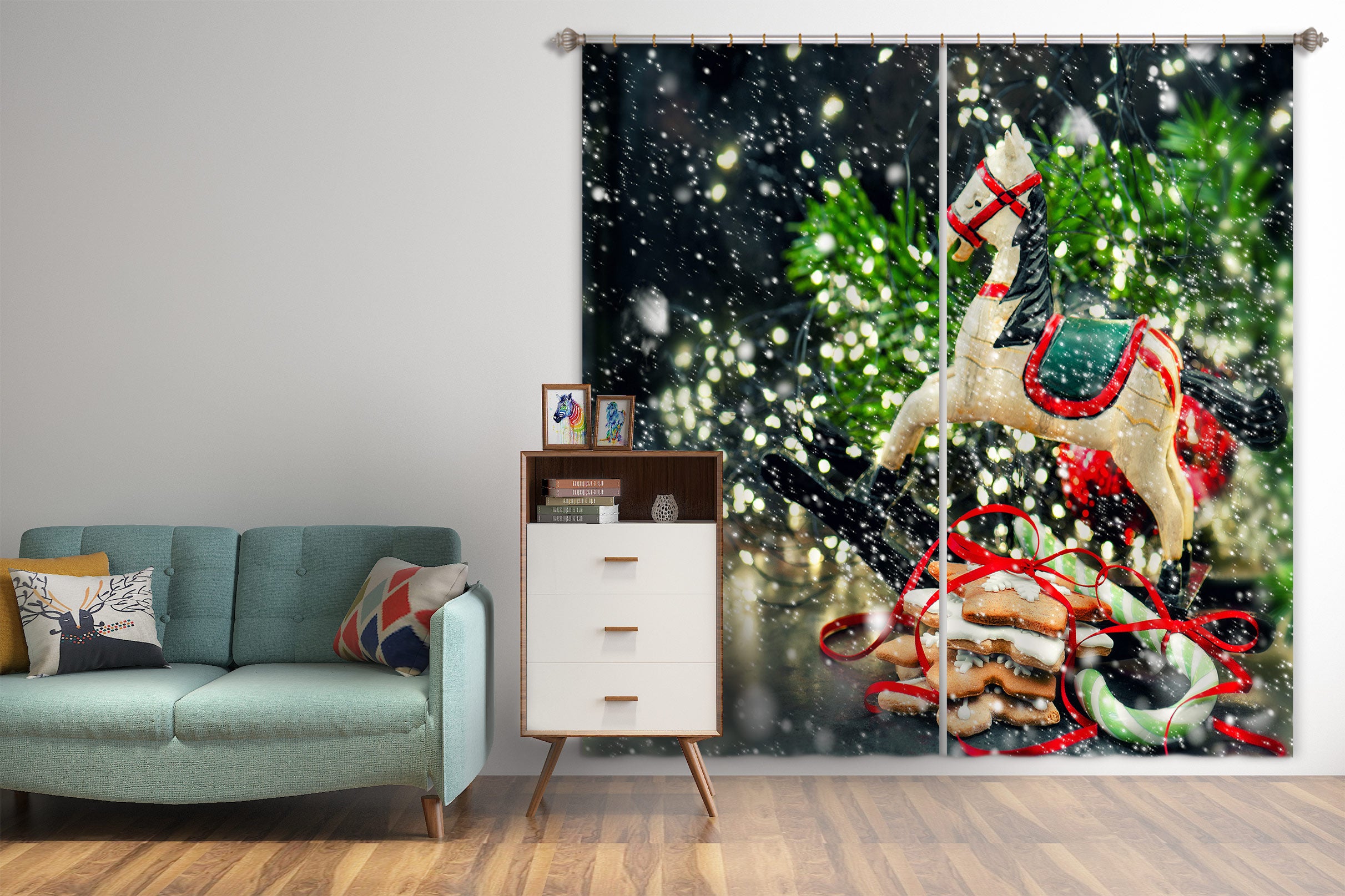 3D Trojan Horse Branches 52025 Christmas Curtains Drapes Xmas