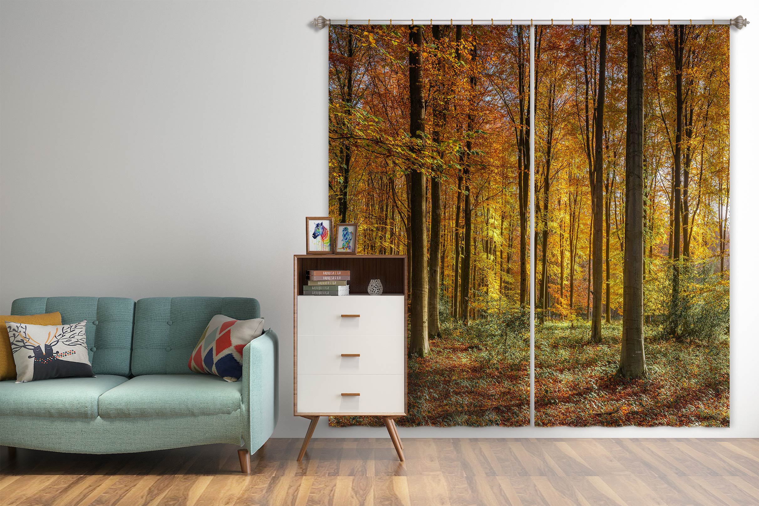 3D Autumn Forest 6576 Assaf Frank Curtain Curtains Drapes