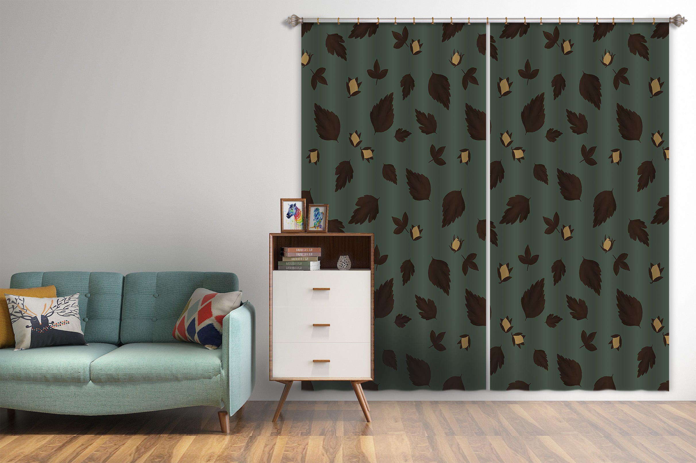 3D Leaf Pattern 98117 Kasumi Loffler Curtain Curtains Drapes