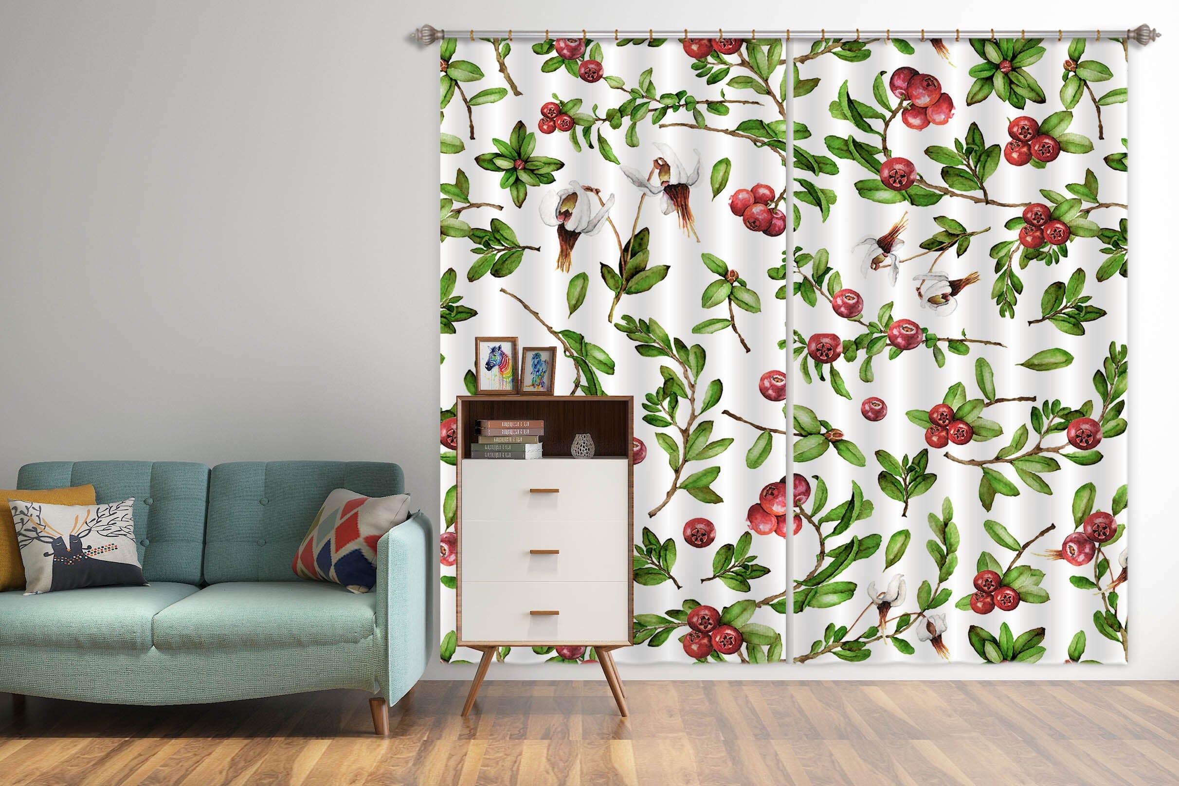 3D Hawthorn Flower 260 Uta Naumann Curtain Curtains Drapes Curtains AJ Creativity Home