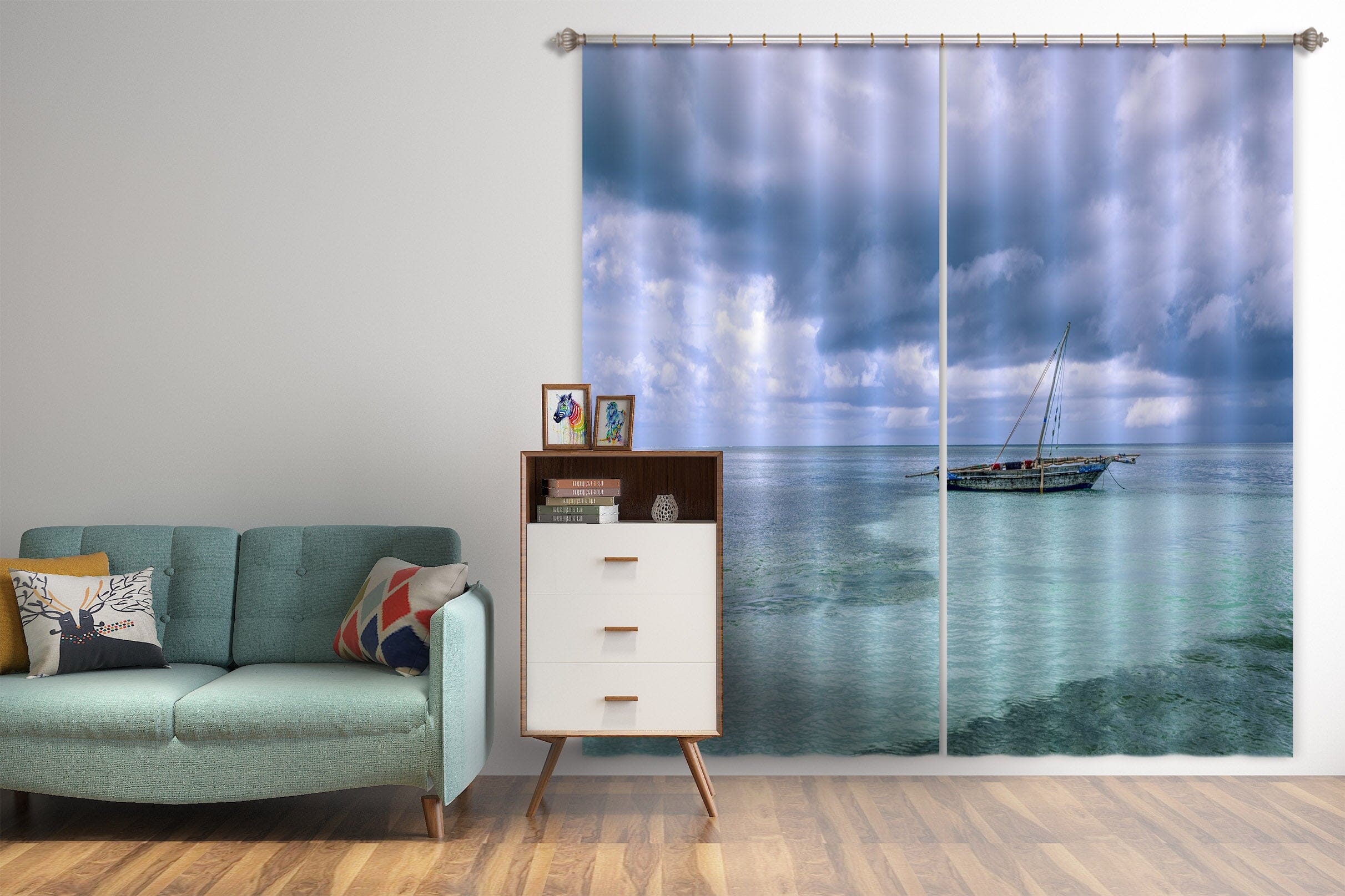 3D Sea Boat 109 Marco Carmassi Curtain Curtains Drapes Curtains AJ Creativity Home