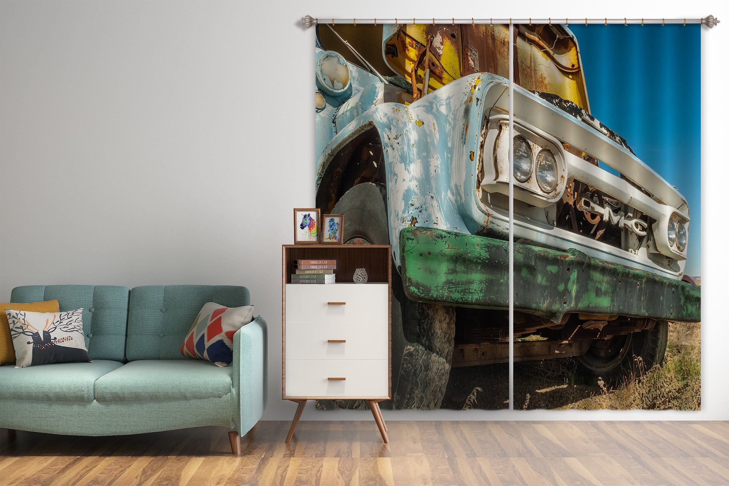 3D Big Truck 037 Beth Sheridan Curtain Curtains Drapes