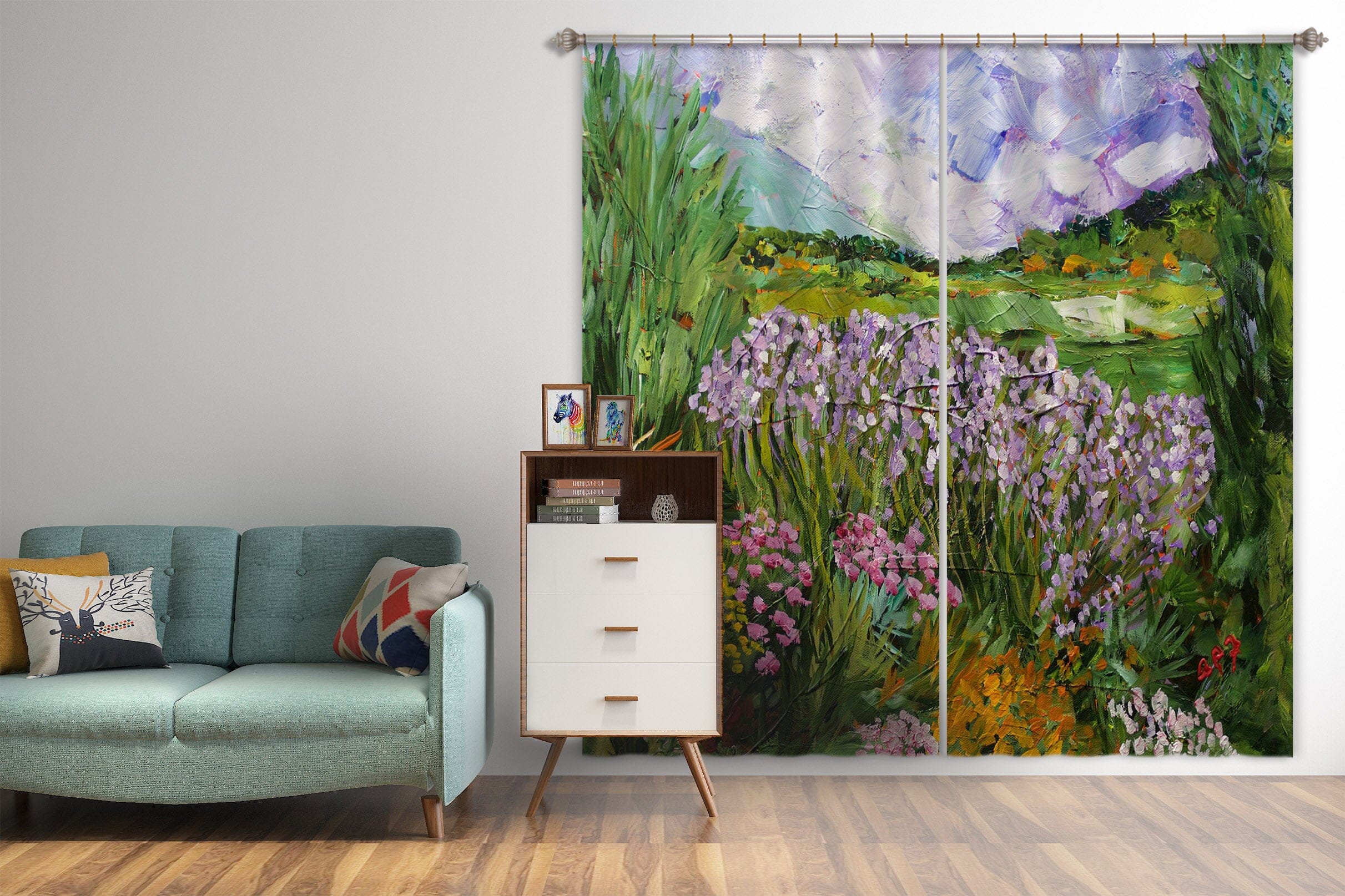 3D Purple Flowers 259 Allan P. Friedlander Curtain Curtains Drapes Curtains AJ Creativity Home