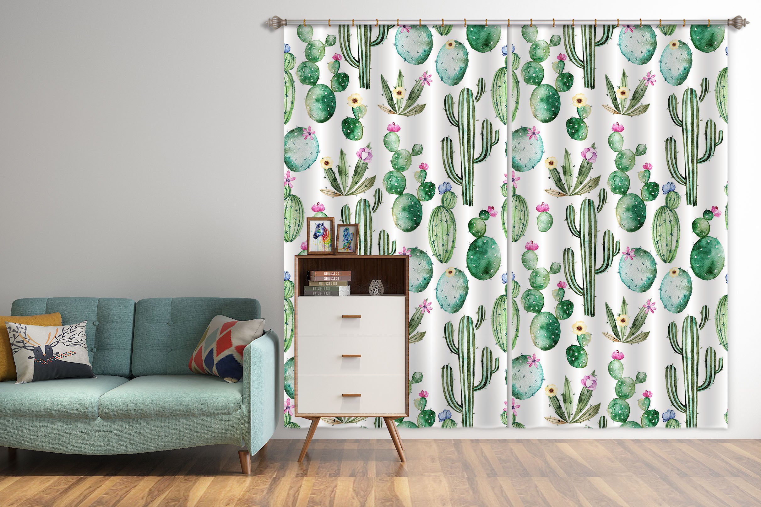 3D Cactus Pattern 251 Uta Naumann Curtain Curtains Drapes