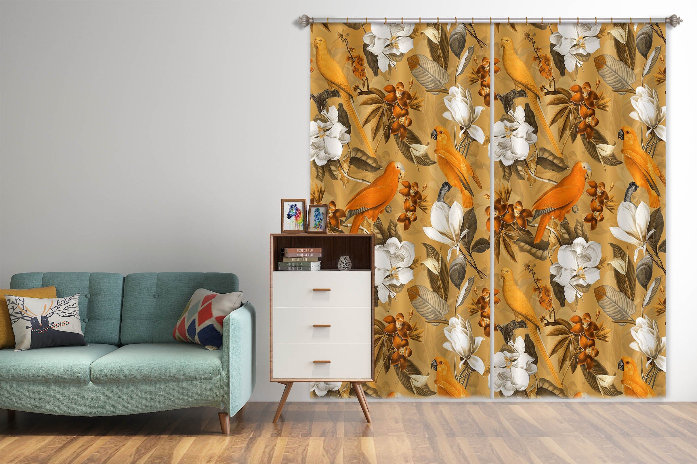 3D Flowers Leaves 185 Uta Naumann Curtain Curtains Drapes Curtains AJ Creativity Home
