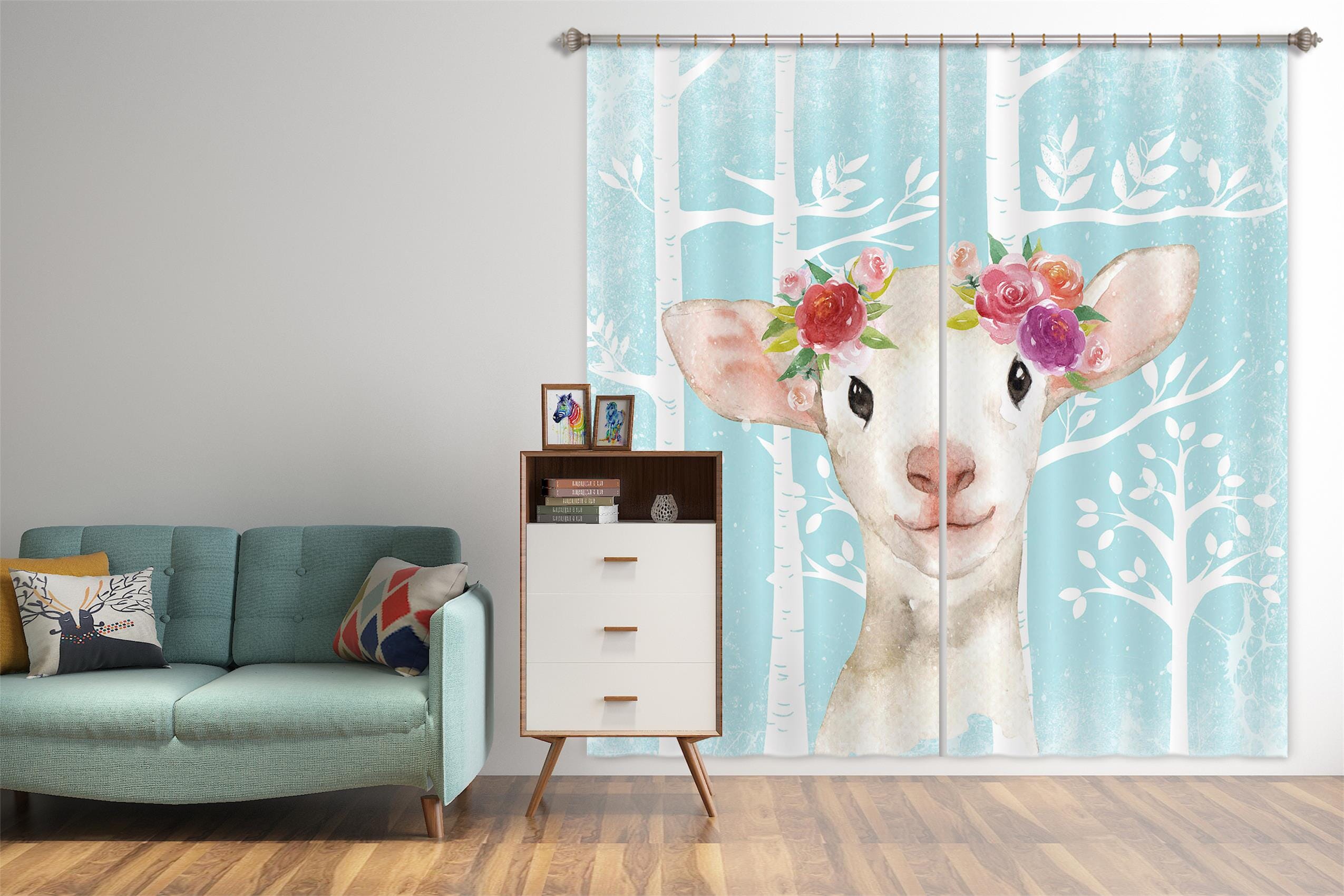 3D White Sheep 167 Uta Naumann Curtain Curtains Drapes Curtains AJ Creativity Home