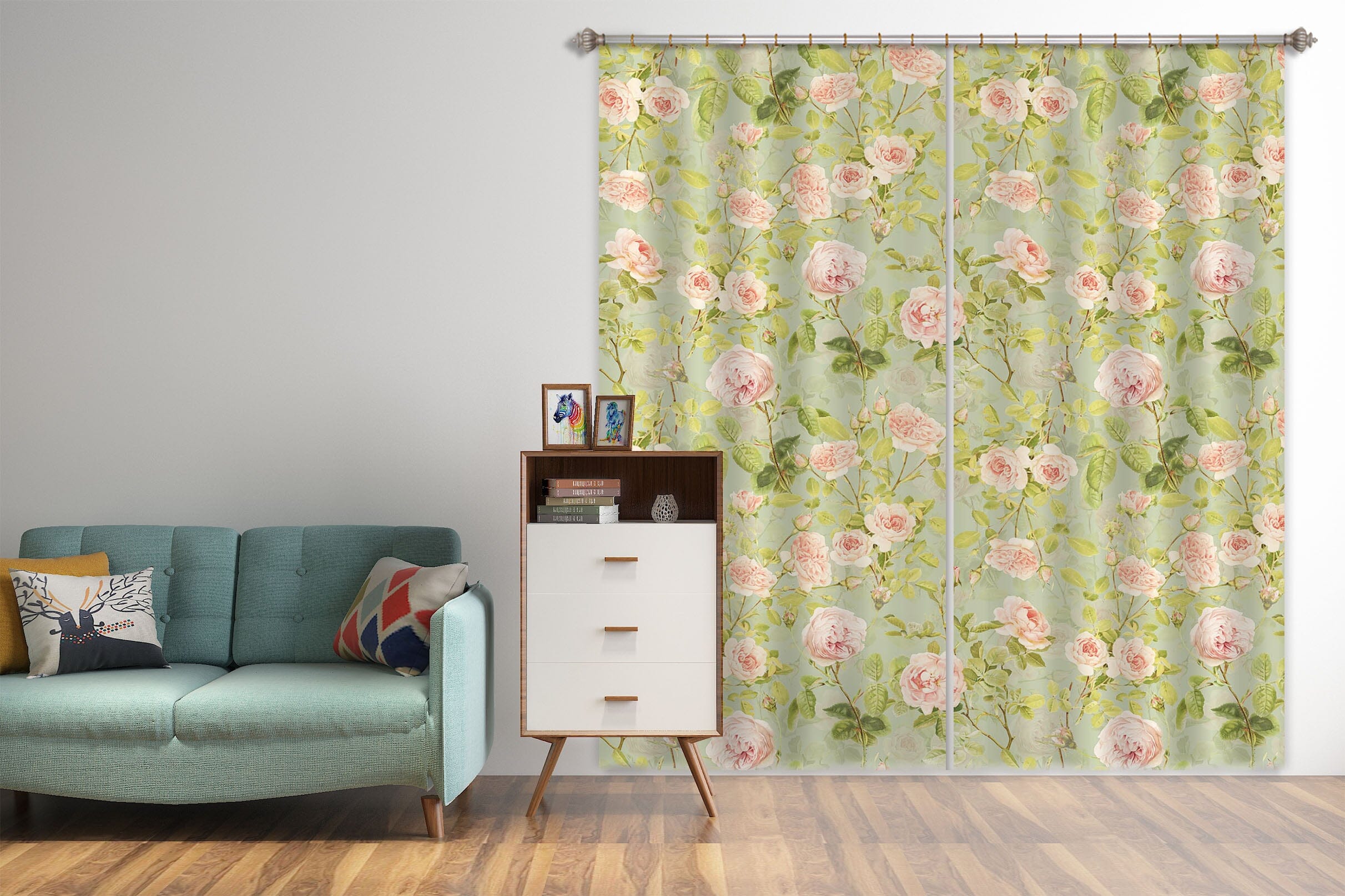 3D Pink Flowering Branch 150 Uta Naumann Curtain Curtains Drapes Curtains AJ Creativity Home