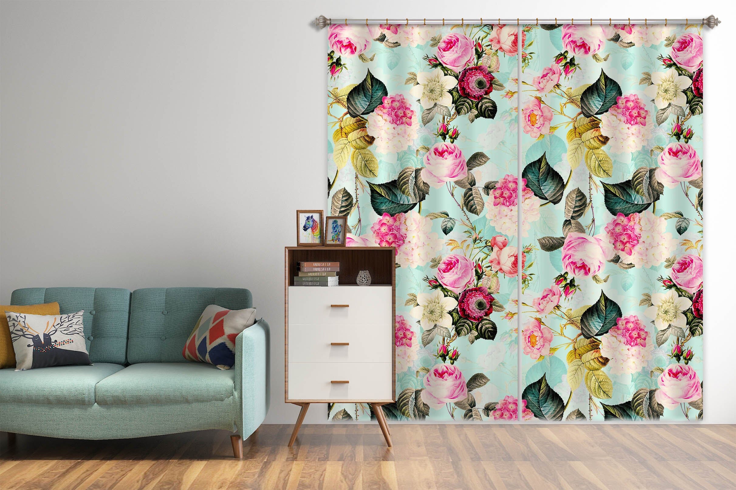 3D Pink Rose 133 Uta Naumann Curtain Curtains Drapes Curtains AJ Creativity Home