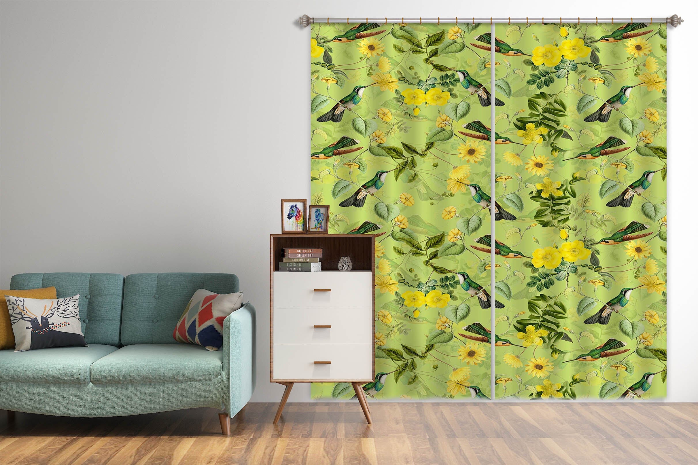 3D Golden Flowers 145 Uta Naumann Curtain Curtains Drapes Curtains AJ Creativity Home