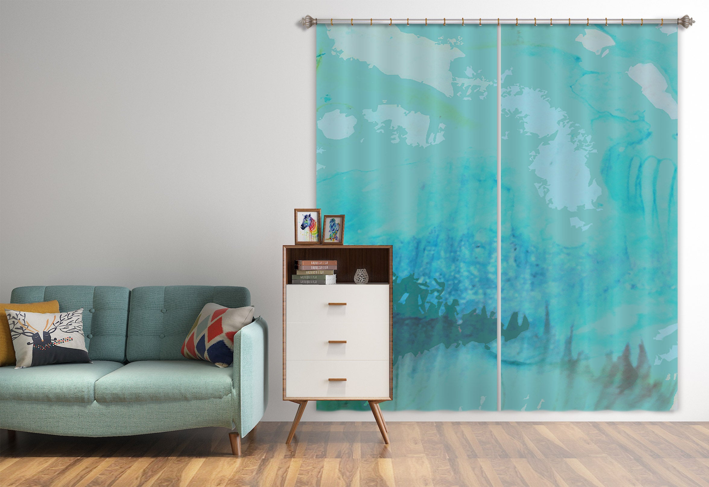 3D Blue Calm 70089 Shandra Smith Curtain Curtains Drapes