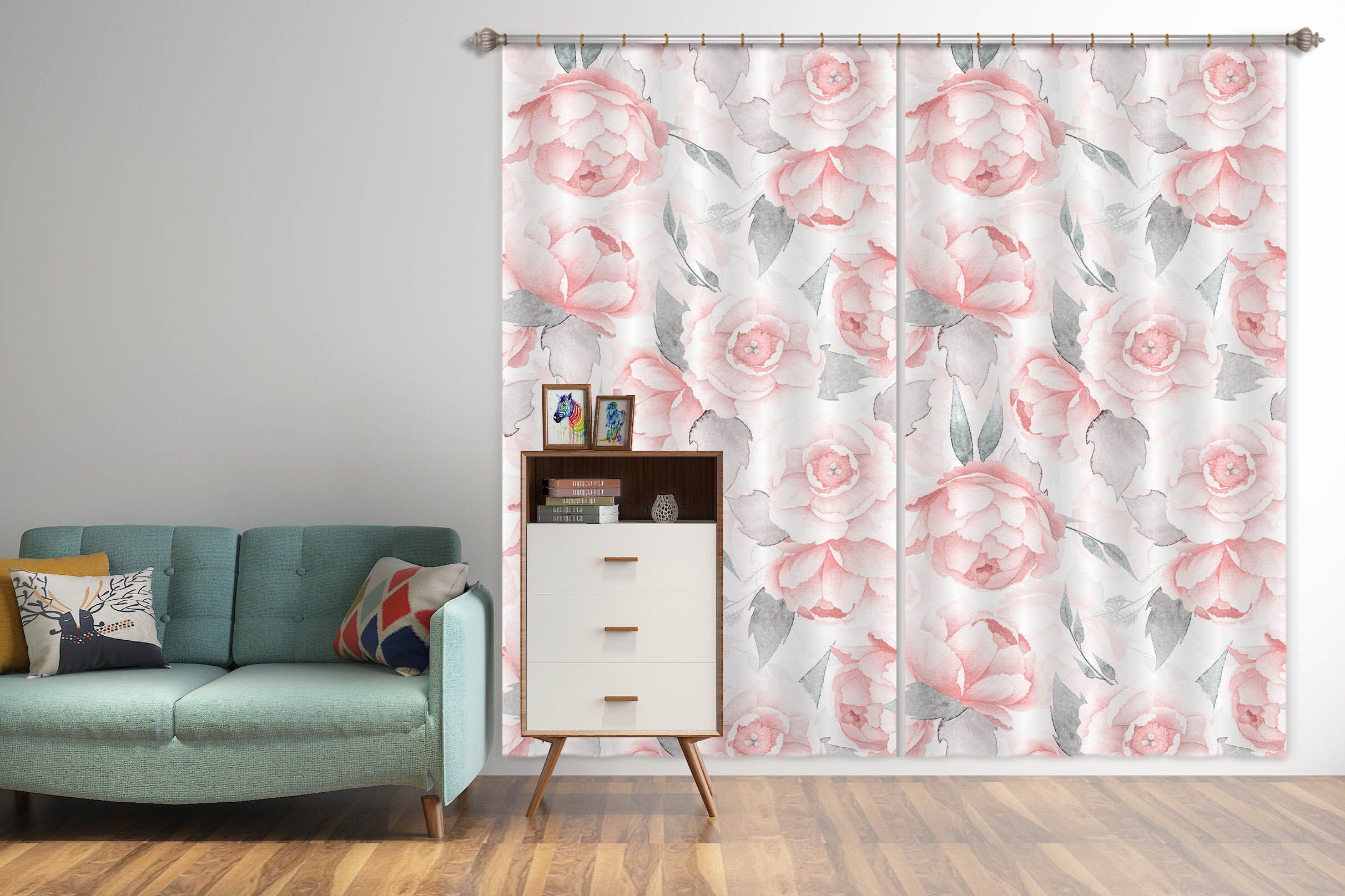 3D Peony Pattern 243 Uta Naumann Curtain Curtains Drapes Curtains AJ Creativity Home