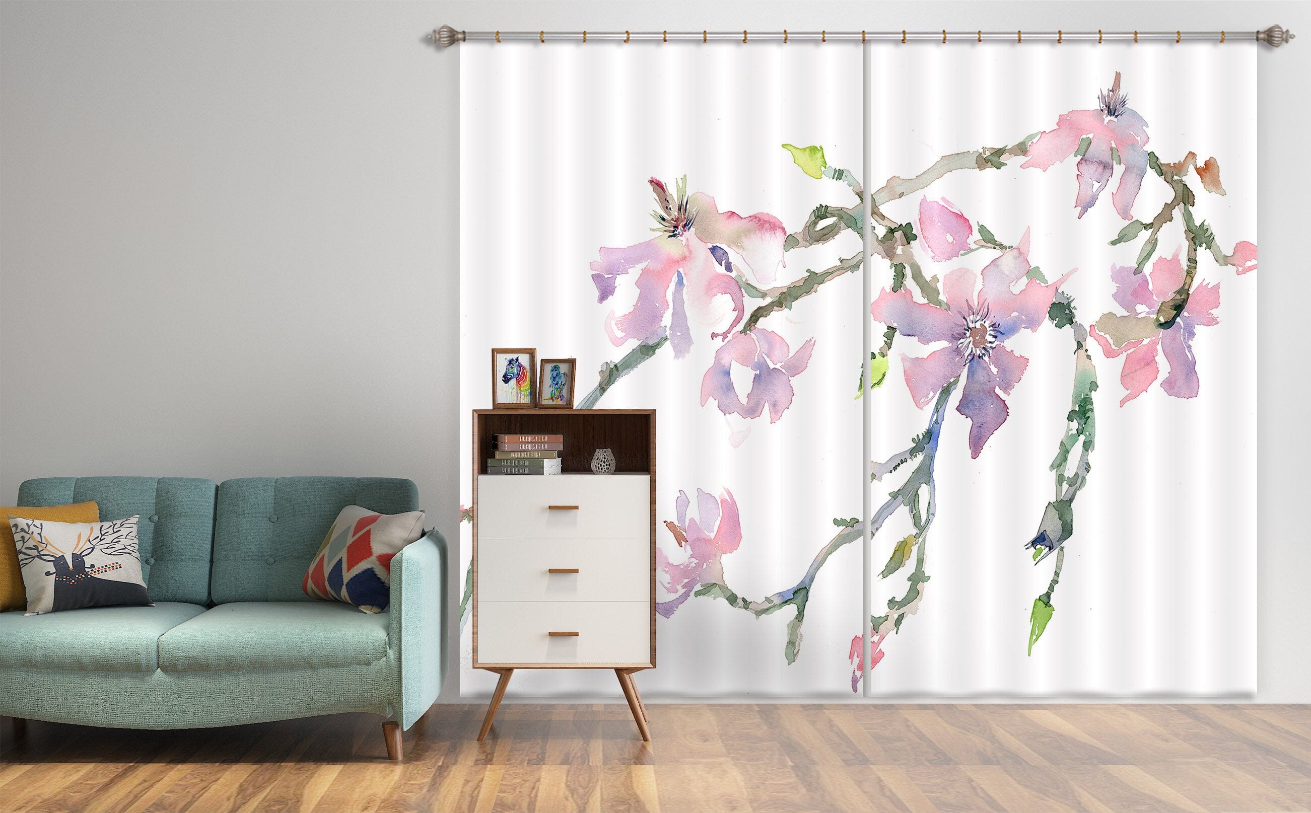 3D Peach Blossom 006 Anne Farrall Doyle Curtain Curtains Drapes Curtains AJ Creativity Home