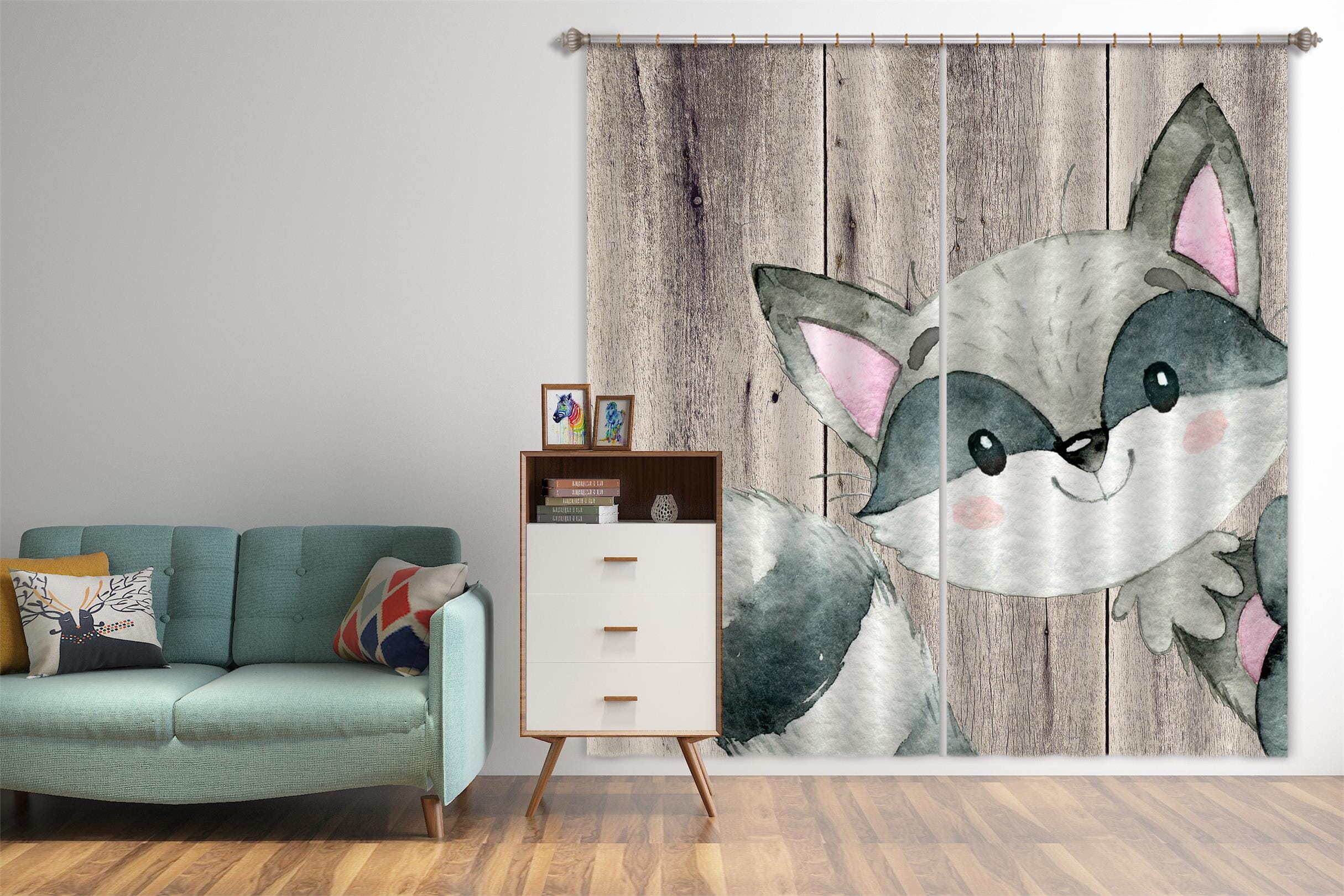 3D Black Fox 160 Uta Naumann Curtain Curtains Drapes Curtains AJ Creativity Home