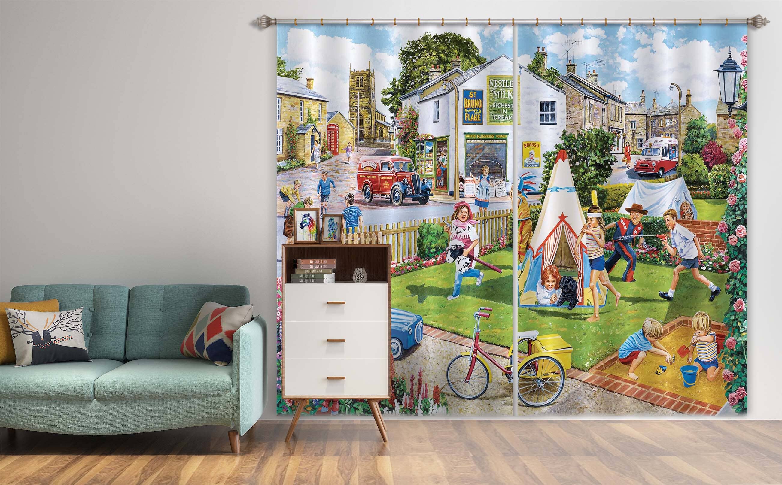 3D Cowboys Indians 057 Trevor Mitchell Curtain Curtains Drapes Curtains AJ Creativity Home