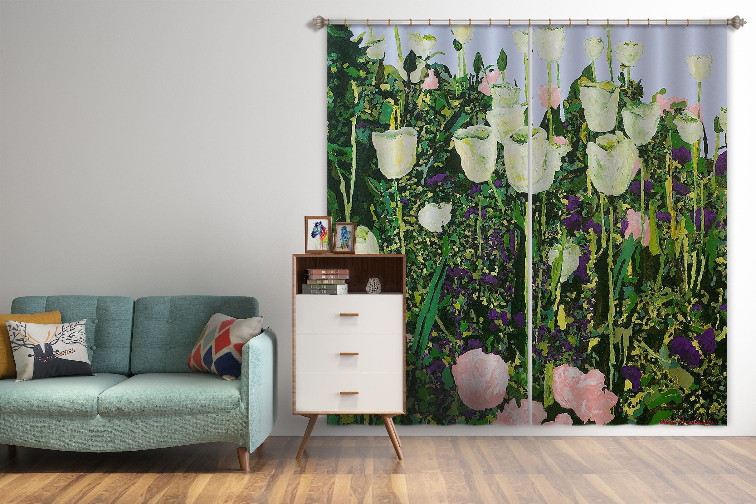 3D White Petals 165 Allan P. Friedlander Curtain Curtains Drapes Curtains AJ Creativity Home