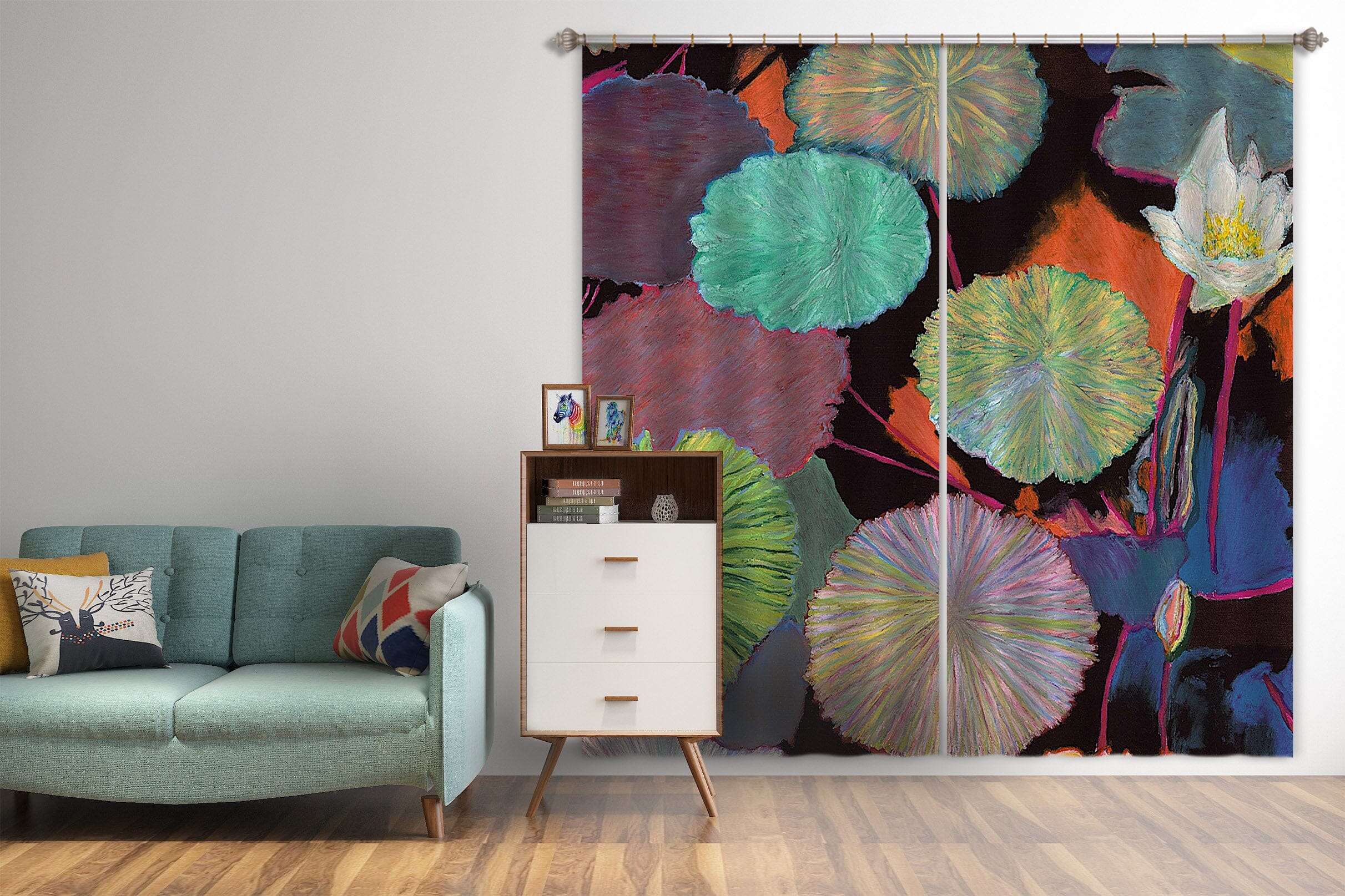 3D Lotus Pond 287 Allan P. Friedlander Curtain Curtains Drapes Curtains AJ Creativity Home