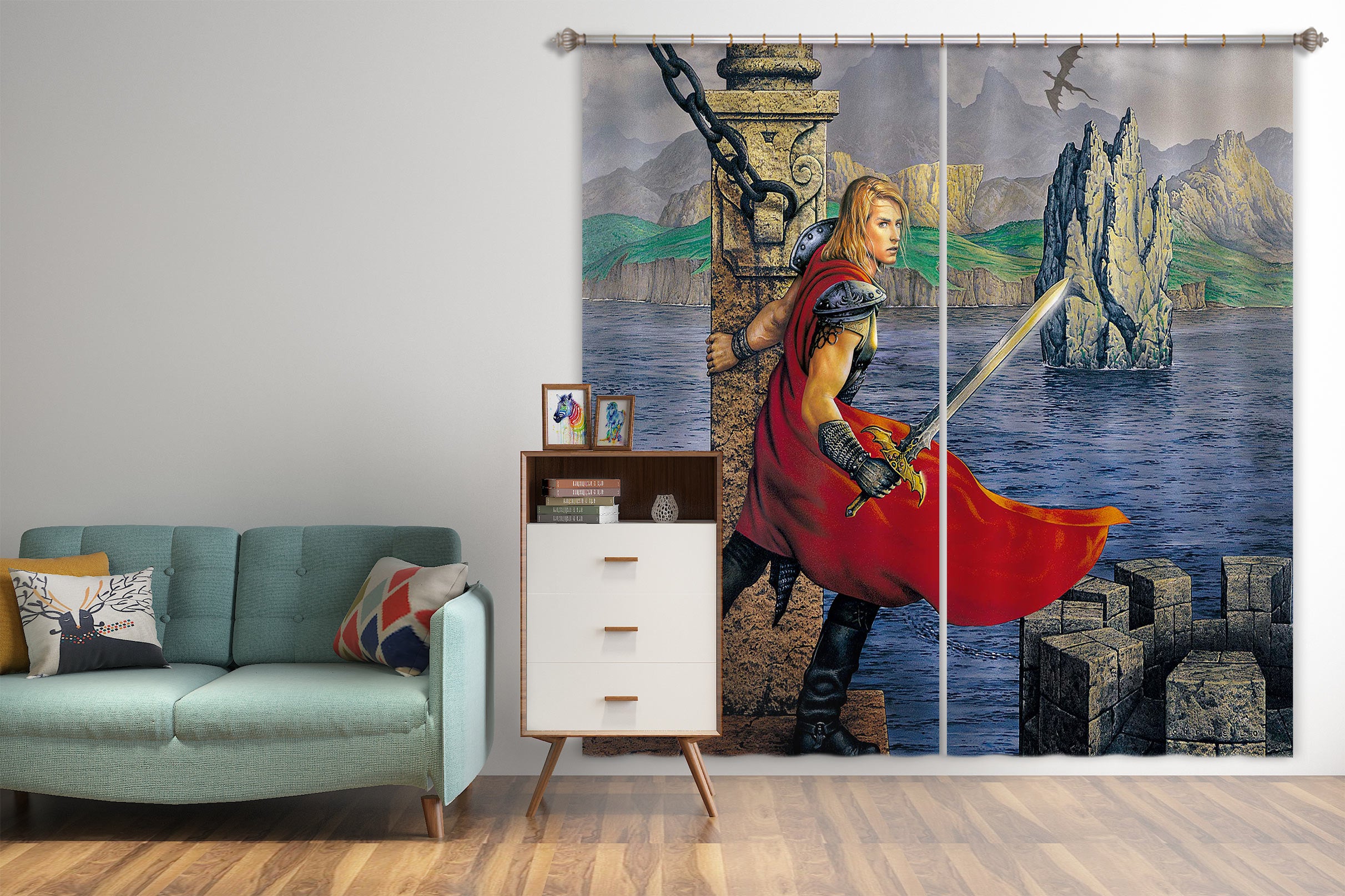 3D Soldier With Sword 7175 Ciruelo Curtain Curtains Drapes