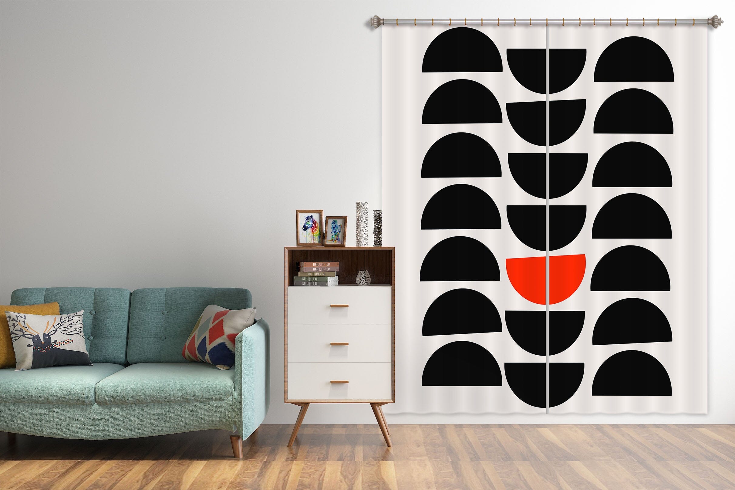 3D Red Circle 1103 Boris Draschoff Curtain Curtains Drapes Curtains AJ Creativity Home