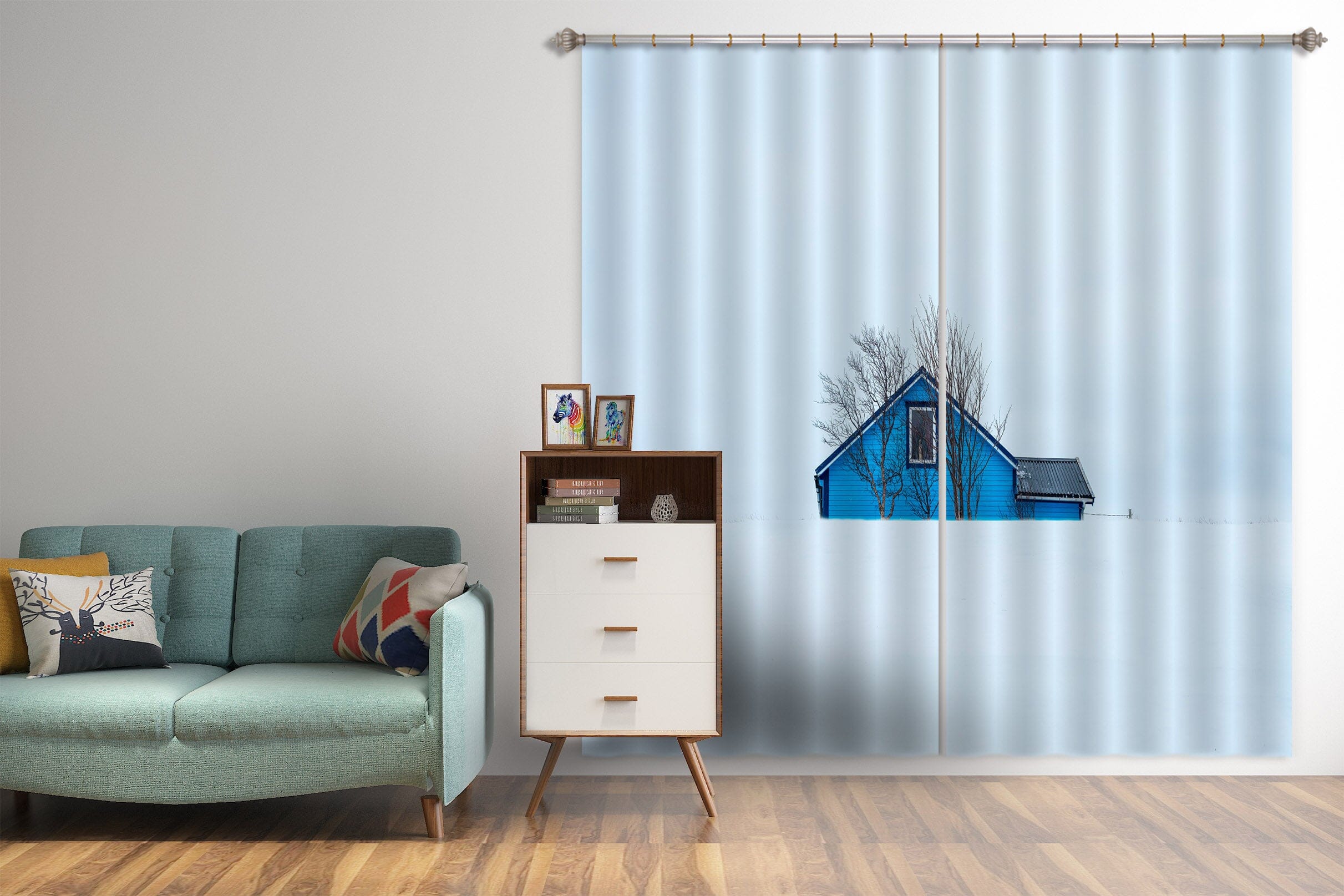3D Blue House 126 Marco Carmassi Curtain Curtains Drapes Curtains AJ Creativity Home
