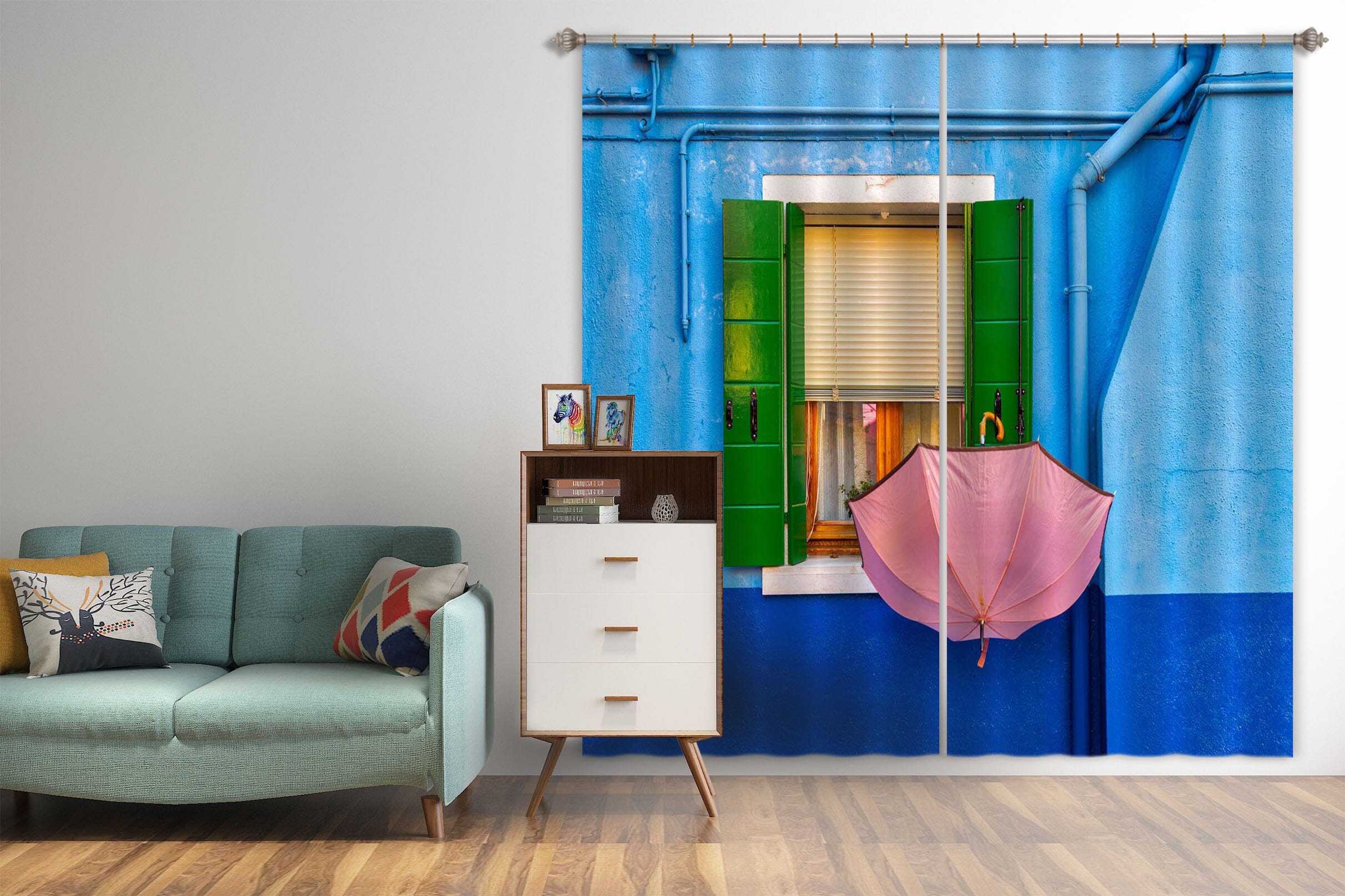 3D Pink Umbrella 101 Marco Carmassi Curtain Curtains Drapes Curtains AJ Creativity Home