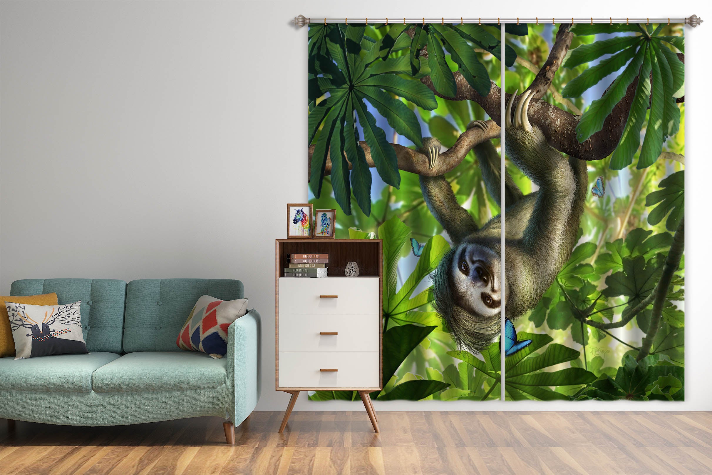 3D Sloth 86094 Jerry LoFaro Curtain Curtains Drapes