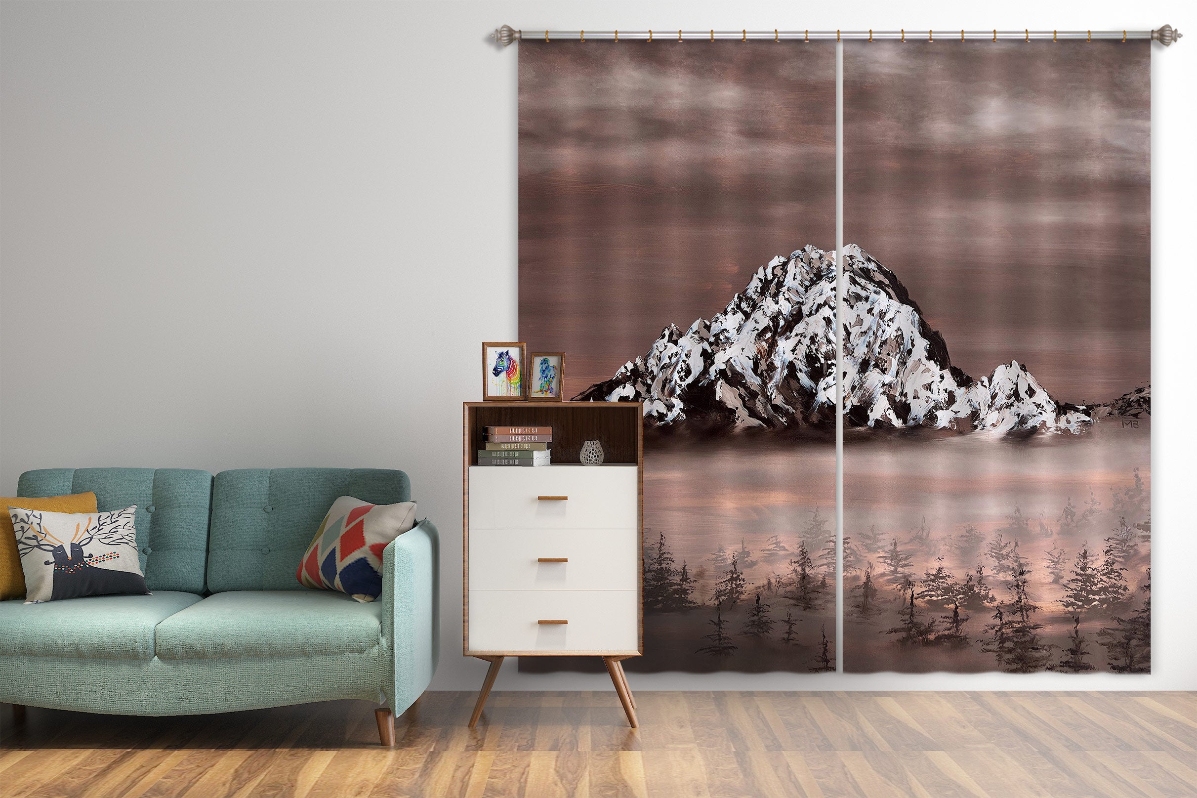 3D Snow Mountain Forest Fog 9769 Marina Zotova Curtain Curtains Drapes