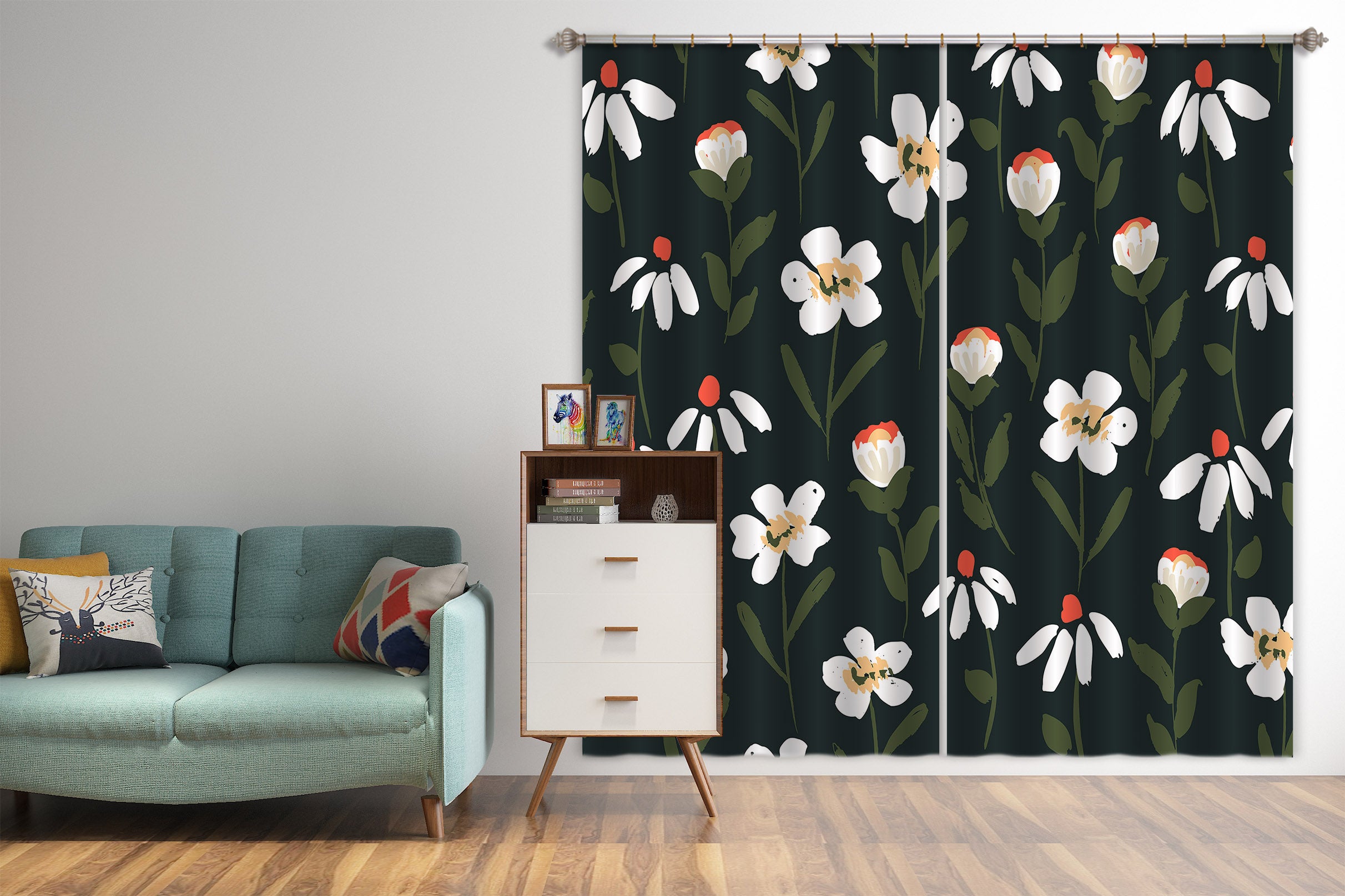 3D Flower Bud Pattern 11145 Kashmira Jayaprakash Curtain Curtains Drapes