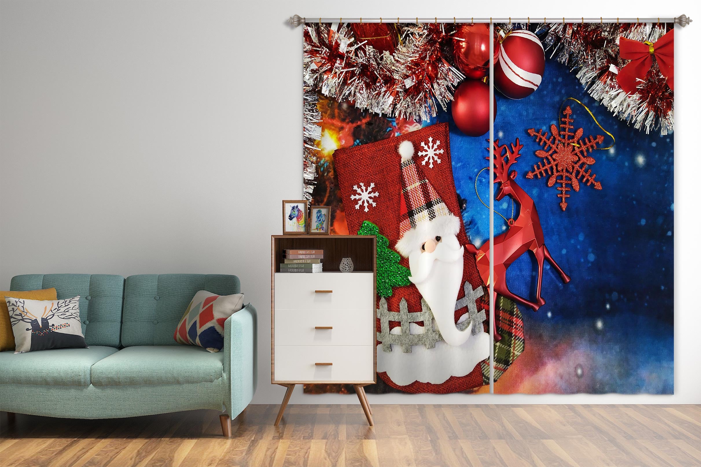 3D Santa Claus 52099 Christmas Curtains Drapes Xmas