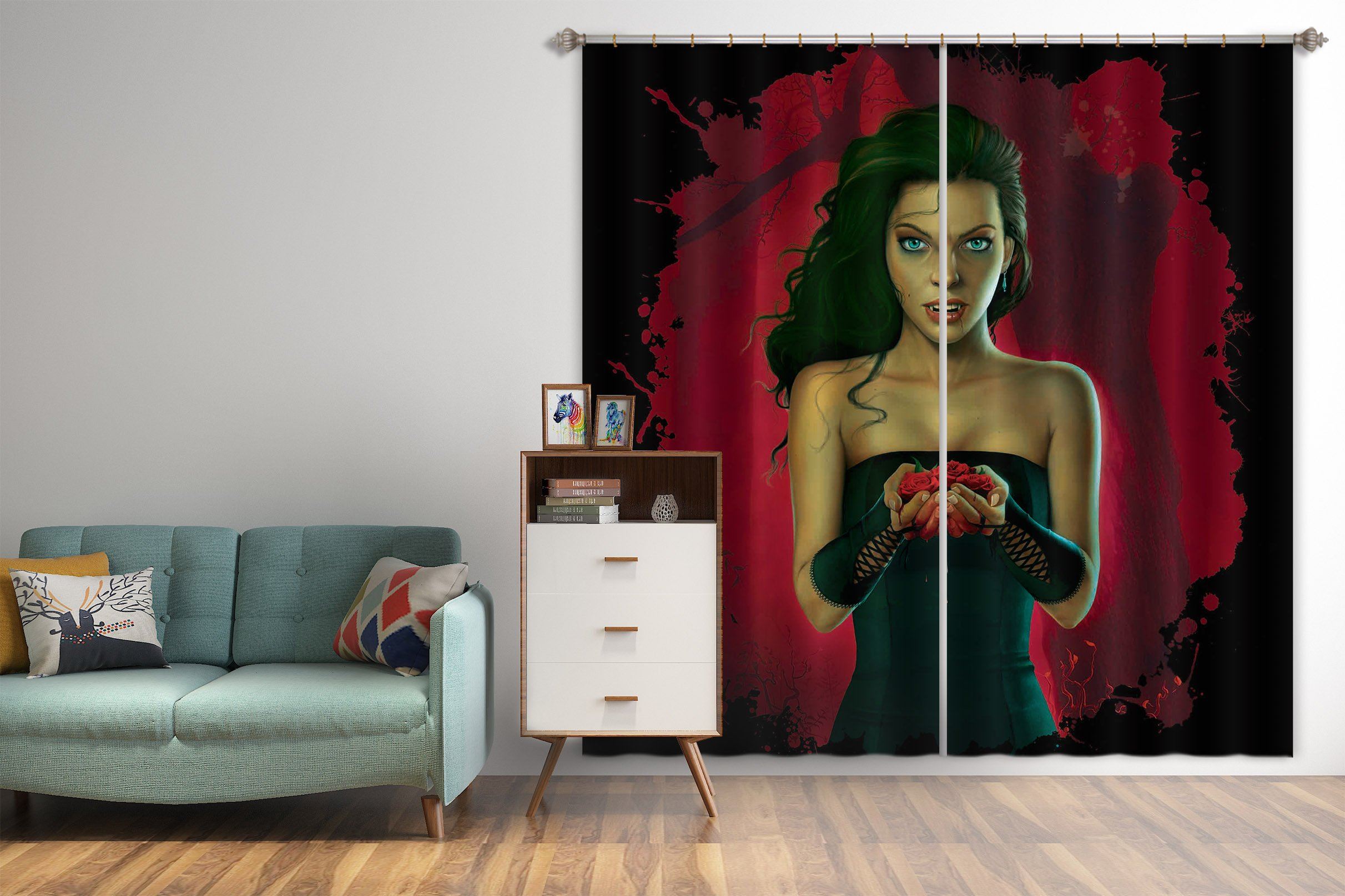 3D Blood Roses 013 Vincent Hie Curtain Curtains Drapes Curtains AJ Creativity Home