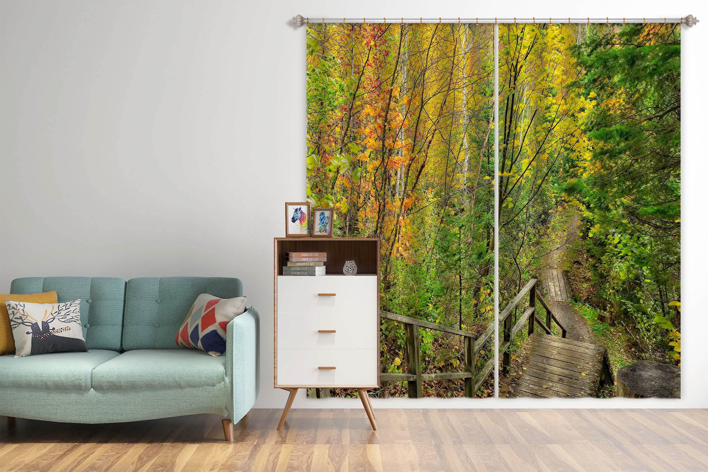 3D Forest Staircase 61218 Kathy Barefield Curtain Curtains Drapes