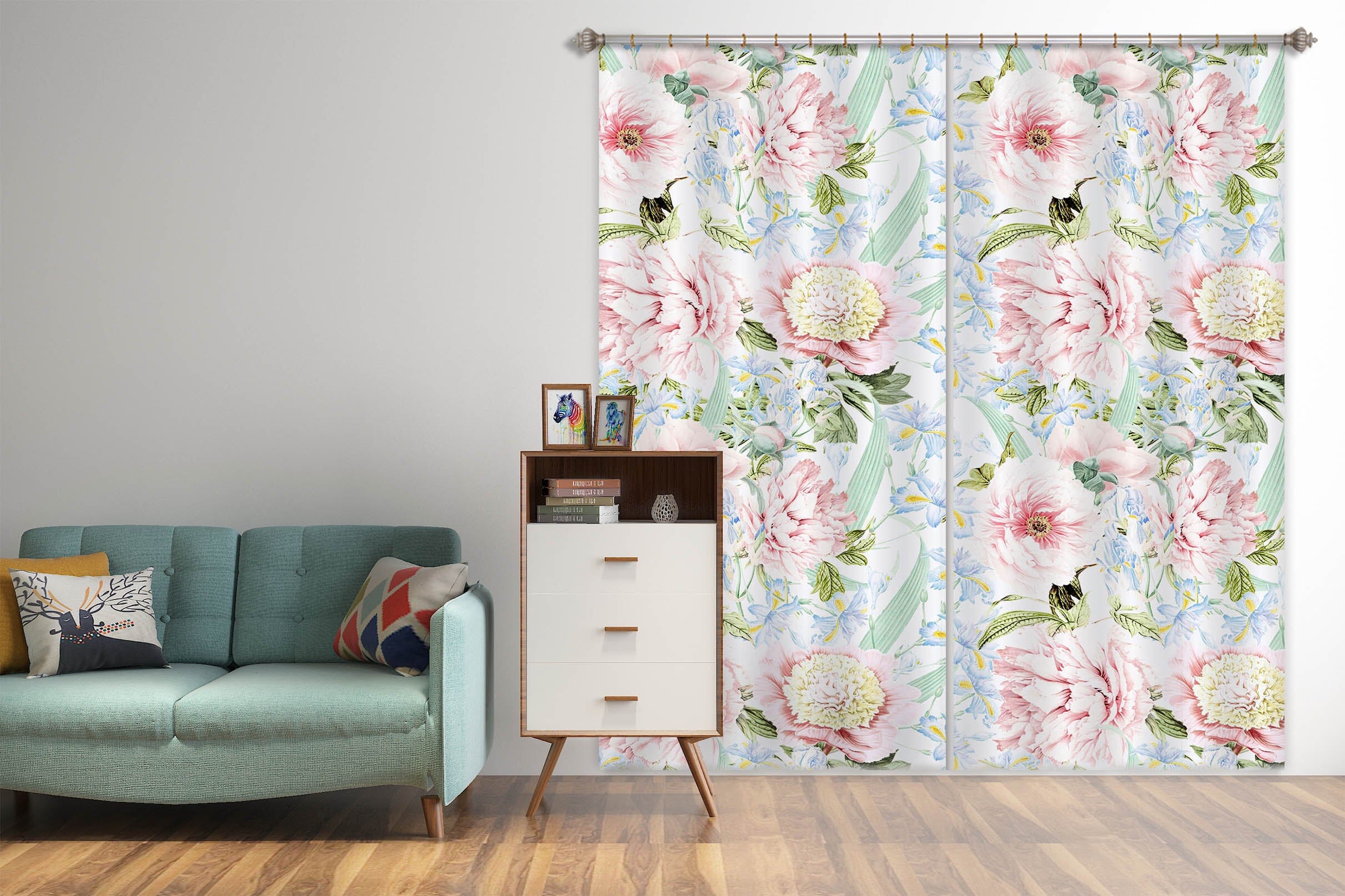 3D Pink Flowers 172 Uta Naumann Curtain Curtains Drapes Curtains AJ Creativity Home