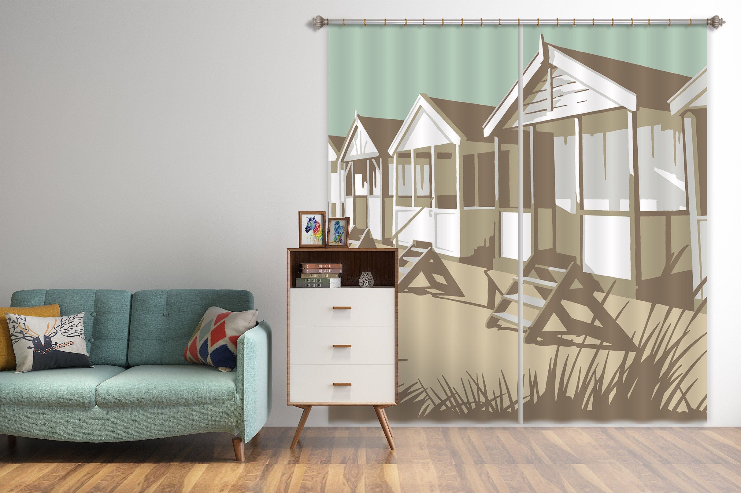 3D Southwold Huts 153 Steve Read Curtain Curtains Drapes Curtains AJ Creativity Home