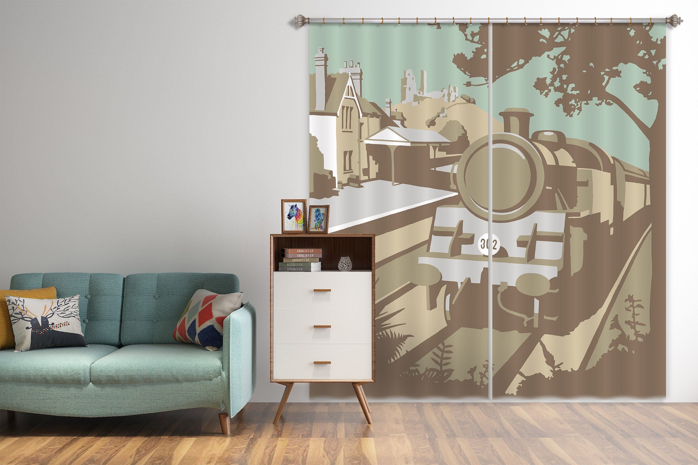 3D Swanage Railway 162 Steve Read Curtain Curtains Drapes Curtains AJ Creativity Home