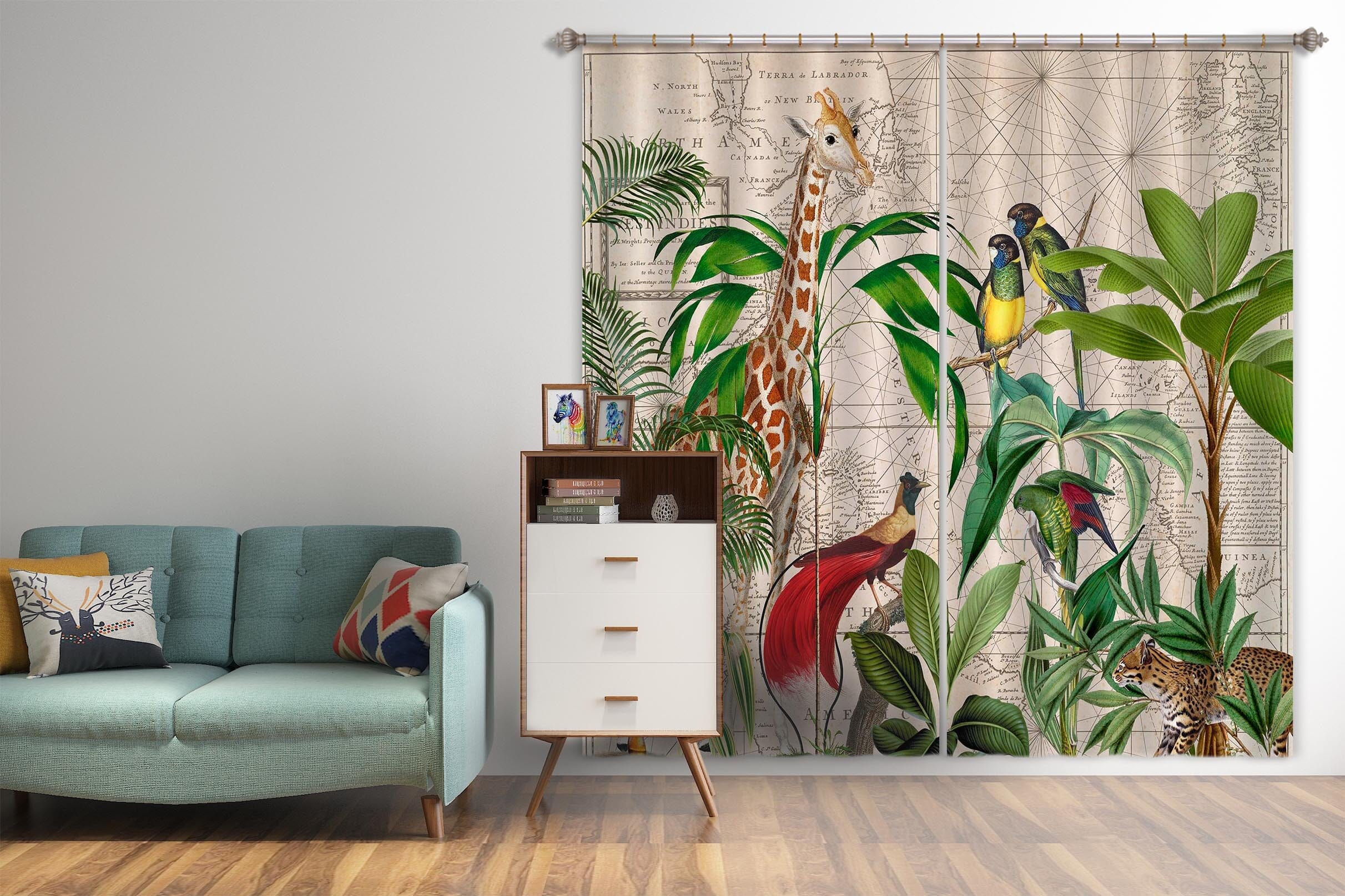 3D Palm Tree Map 085 Andrea haase Curtain Curtains Drapes Curtains AJ Creativity Home