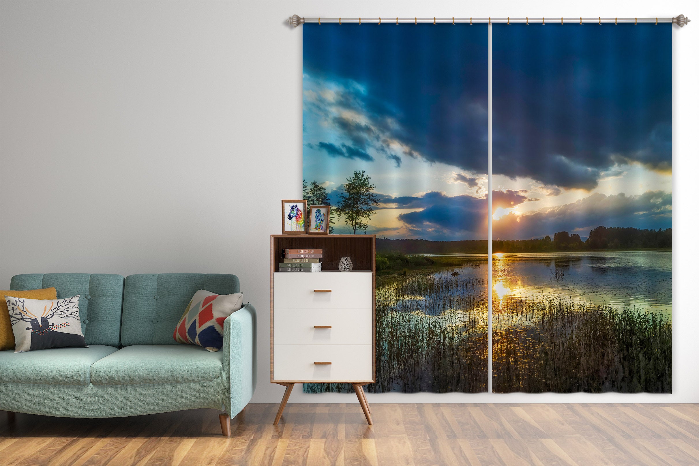 3D Sky Lake 86065 Jerry LoFaro Curtain Curtains Drapes