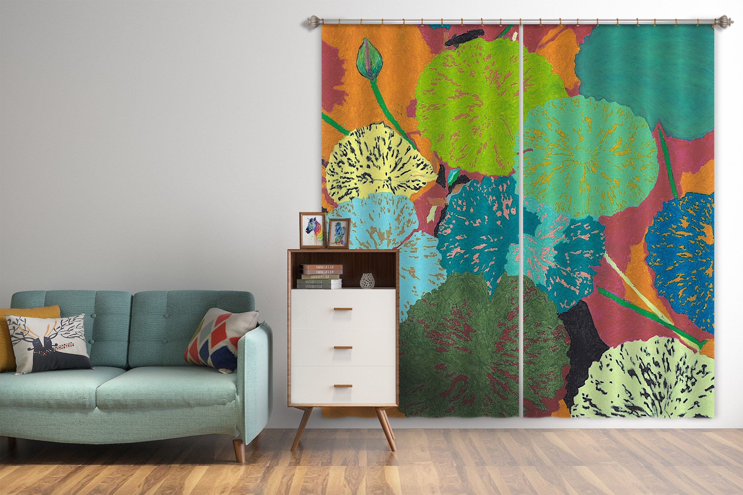 3D Painted Lotus Leaf 283 Allan P. Friedlander Curtain Curtains Drapes Curtains AJ Creativity Home