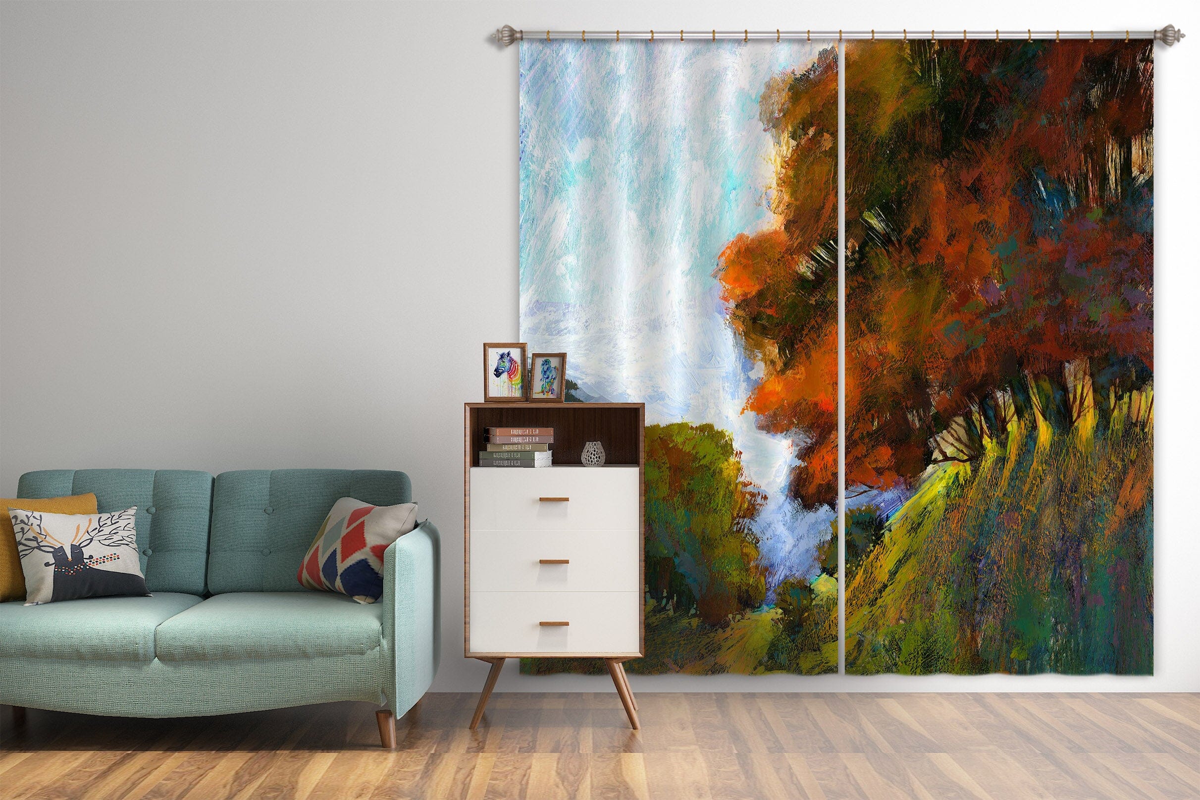 3D Sunny Forest 214 Michael Tienhaara Curtain Curtains Drapes Curtains AJ Creativity Home