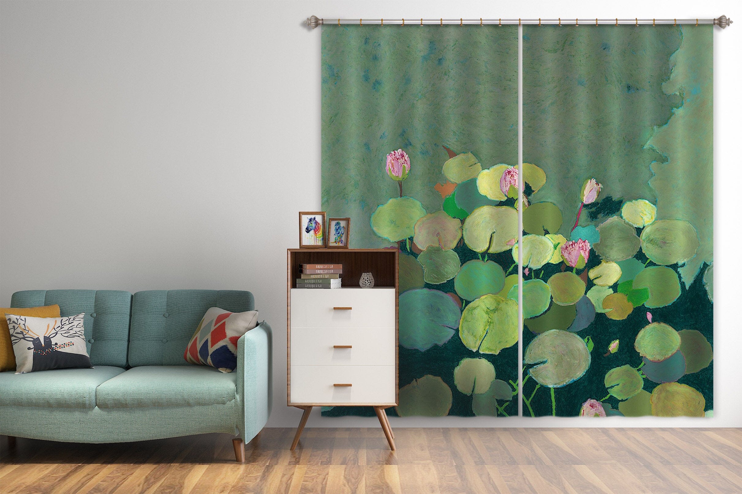 3D Lotus Pond 276 Allan P. Friedlander Curtain Curtains Drapes Curtains AJ Creativity Home
