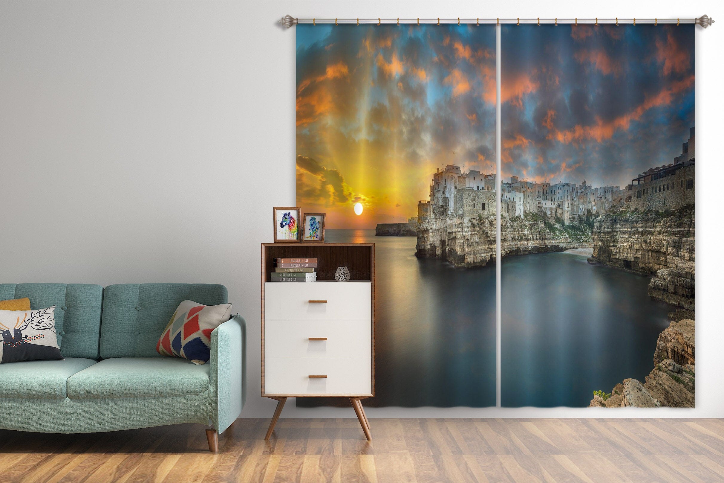 3D Sunset City 170 Marco Carmassi Curtain Curtains Drapes Curtains AJ Creativity Home