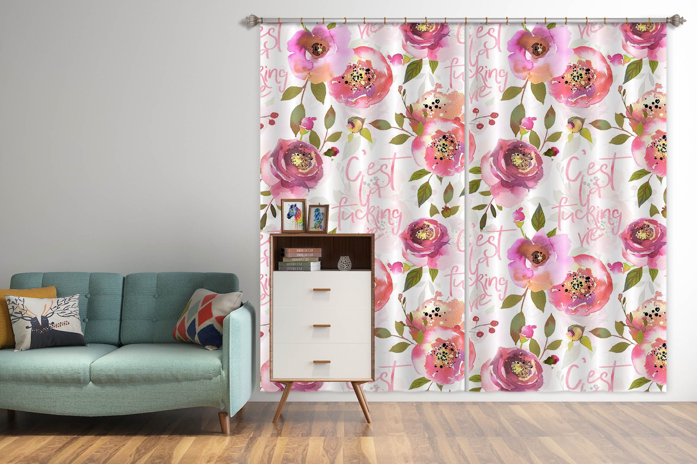3D Red Flower 223 Uta Naumann Curtain Curtains Drapes Curtains AJ Creativity Home