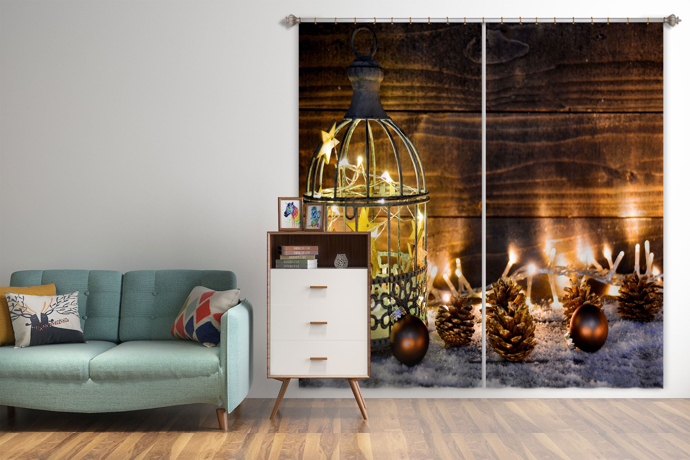 3D String Lights Pine Cones 52084 Christmas Curtains Drapes Xmas