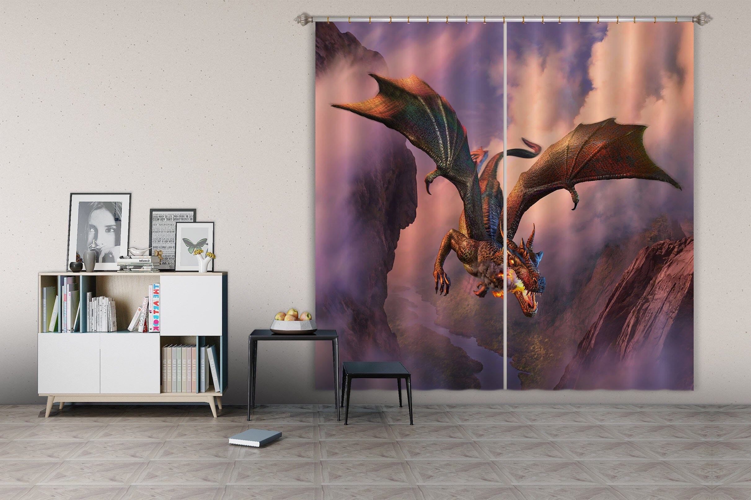3D Fire Flight 043 Jerry LoFaro Curtain Curtains Drapes Curtains AJ Creativity Home