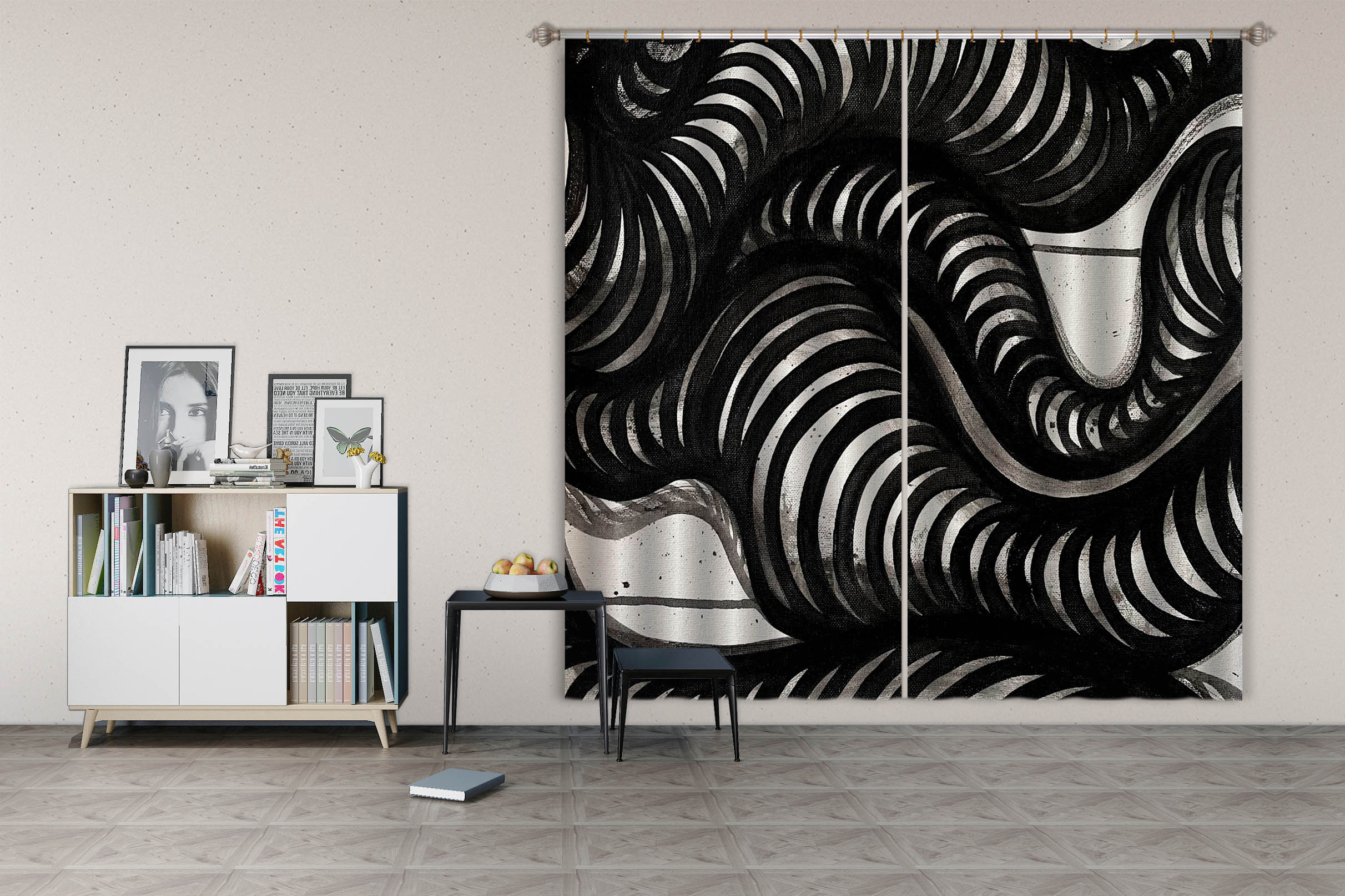 3D Line Drawing 392 Jacqueline Reynoso Curtain Curtains Drapes