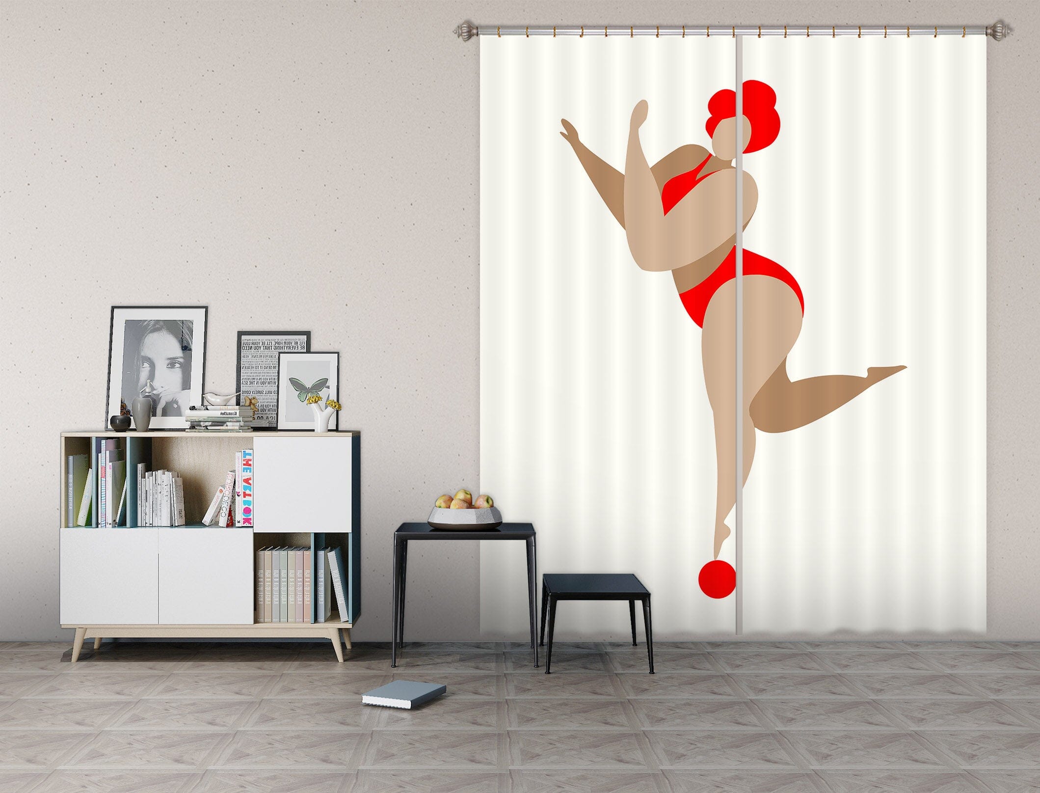 3D Dancing Queen 1033 Boris Draschoff Curtain Curtains Drapes Curtains AJ Creativity Home