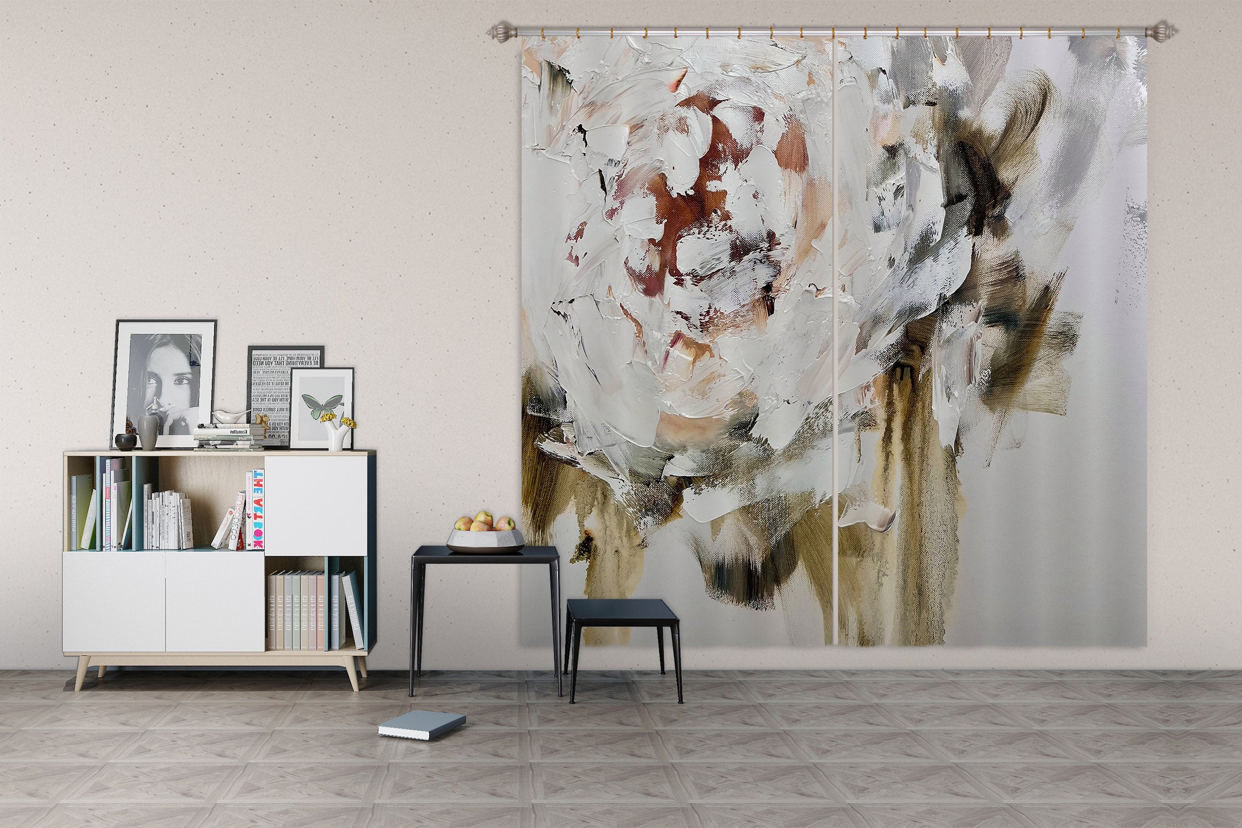 3D White Flower 3029 Skromova Marina Curtain Curtains Drapes