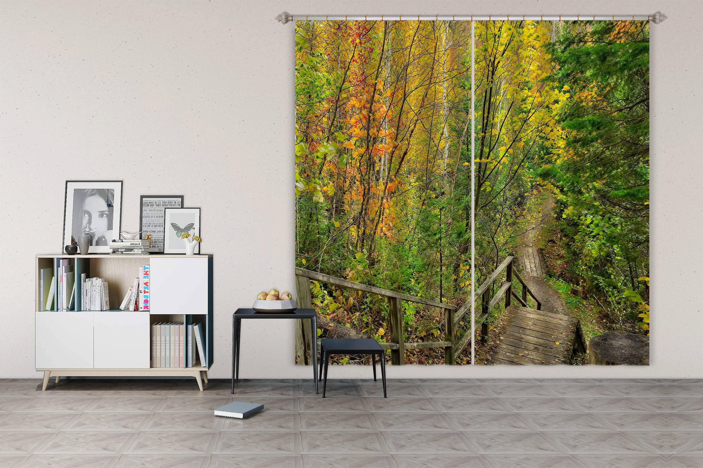 3D Forest Staircase 61218 Kathy Barefield Curtain Curtains Drapes