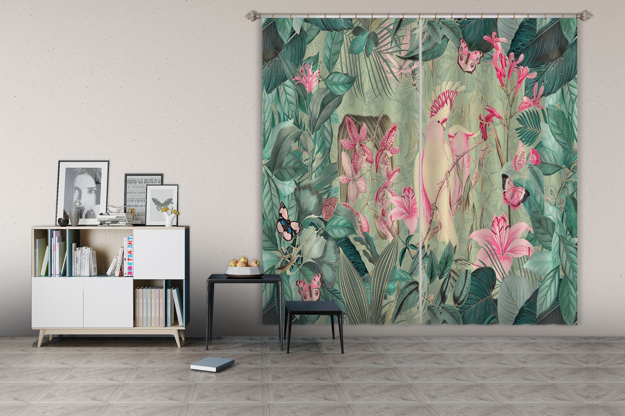 3D Cockatoos And Butterflies 050Andrea haase Curtain Curtains Drapes Curtains AJ Creativity Home